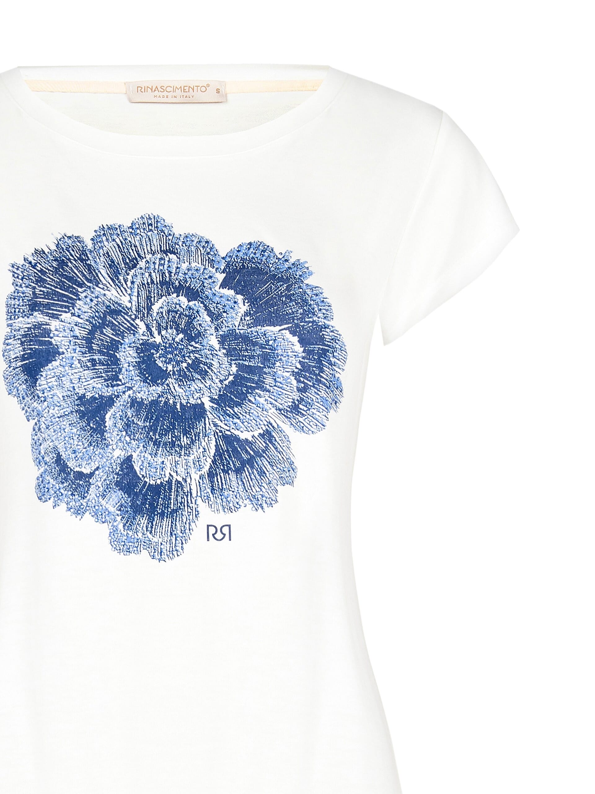 Rinascimento Flower and Rhinestone Print Viscose Regular T-Shirt
