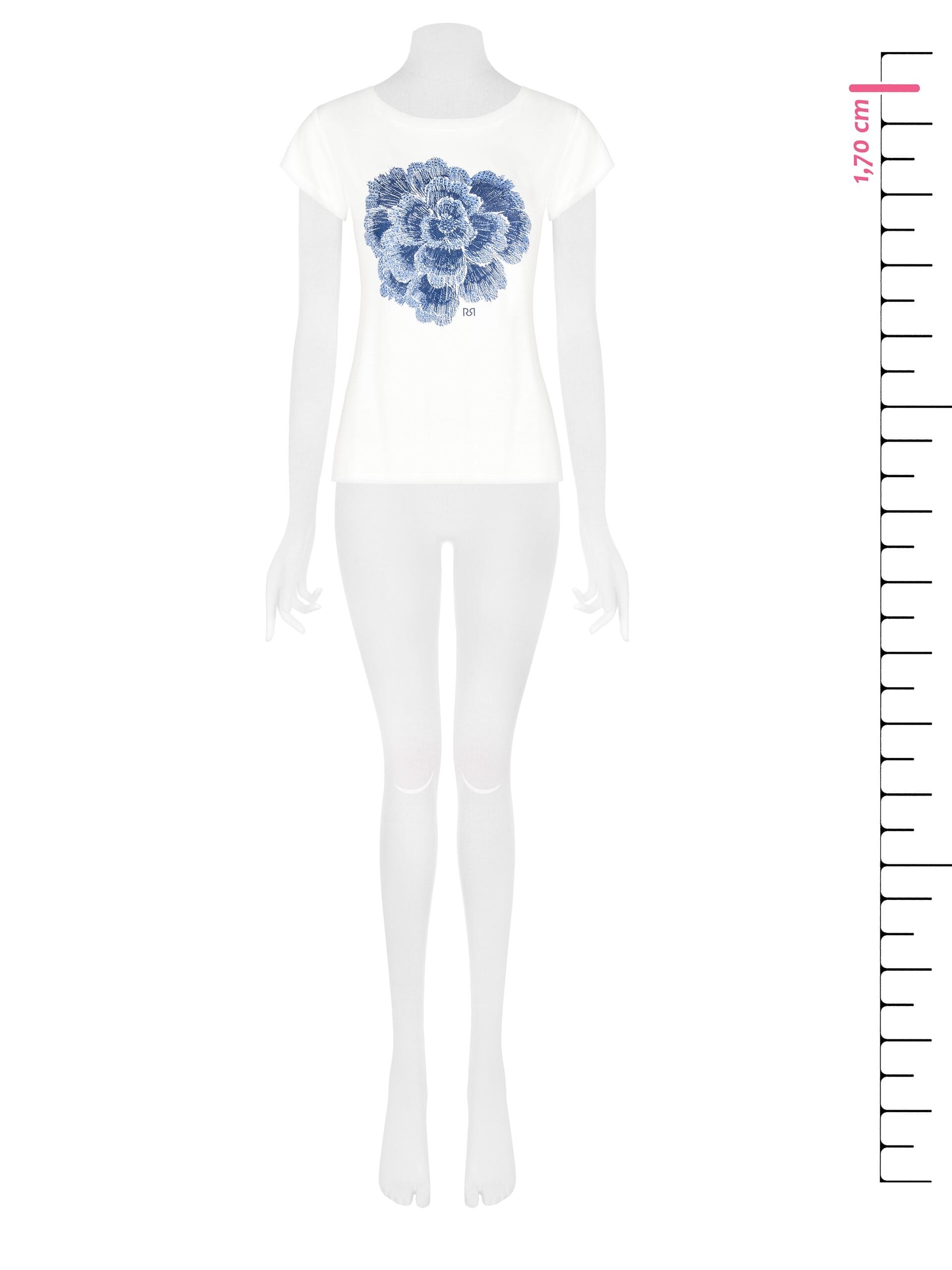 Rinascimento Flower and Rhinestone Print Viscose Regular T-Shirt