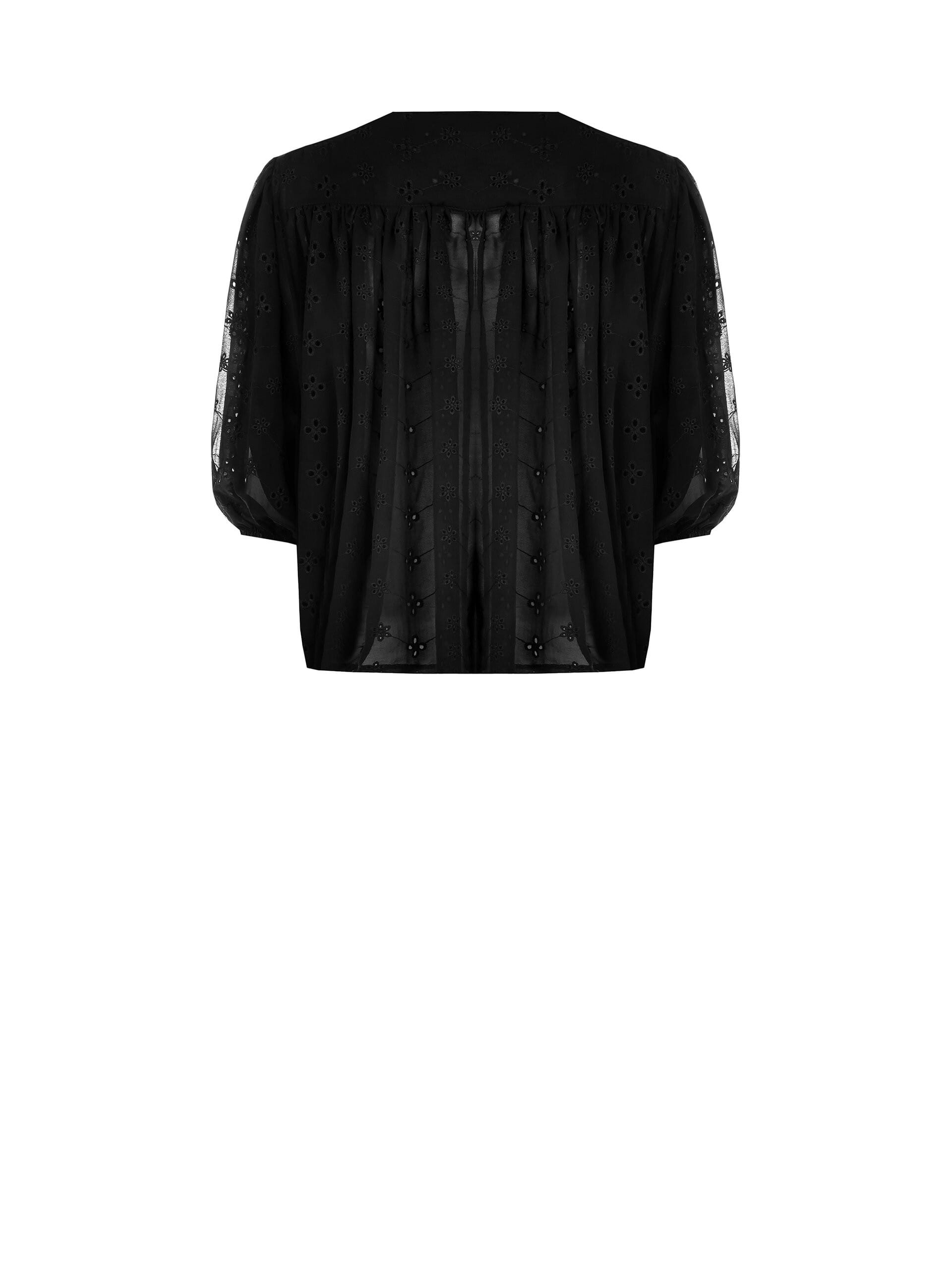 Blusa Corta E Ampia In Georgette Ricamata A Fiori Rinascimento