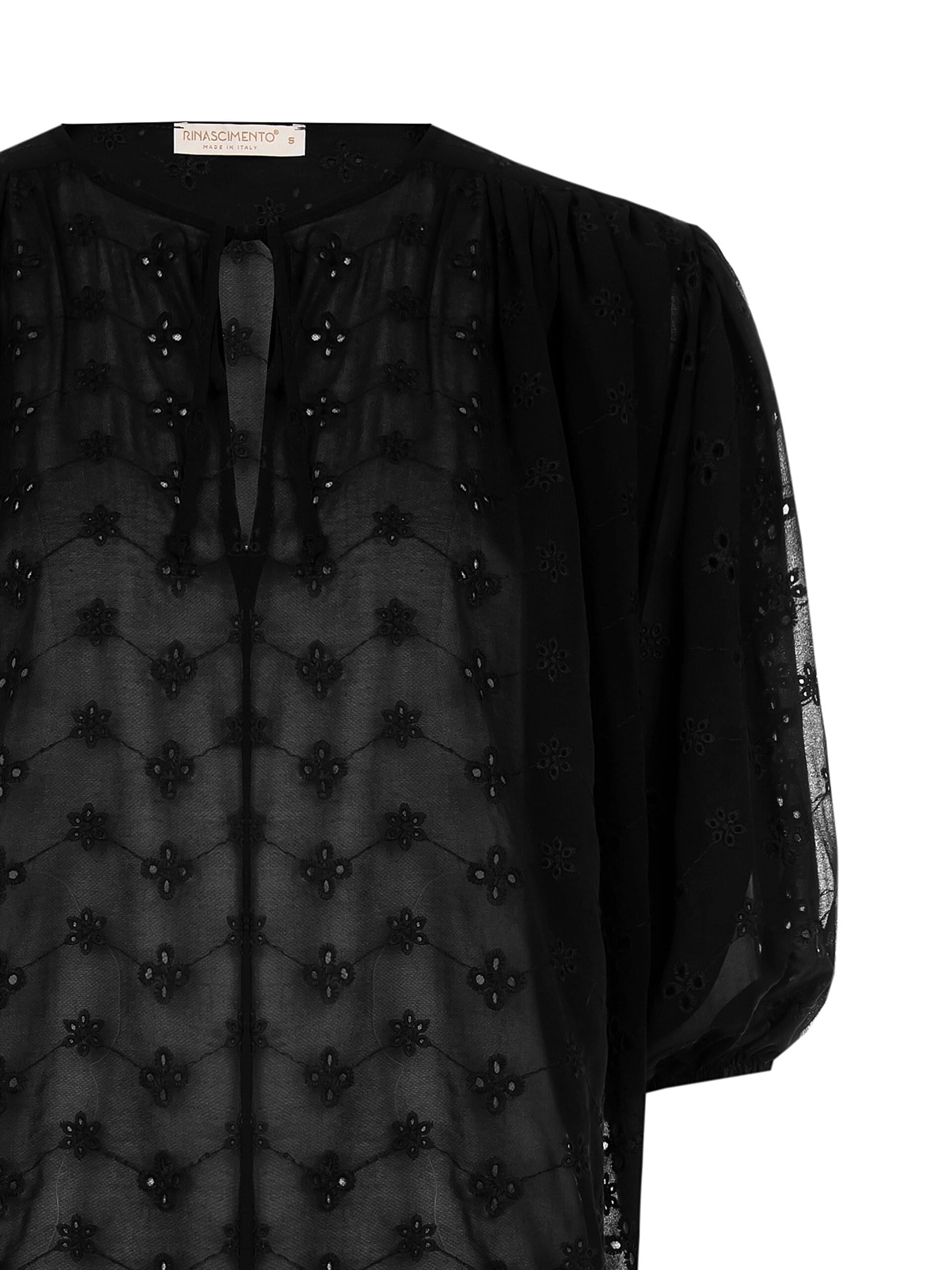 Blusa Corta E Ampia In Georgette Ricamata A Fiori Rinascimento