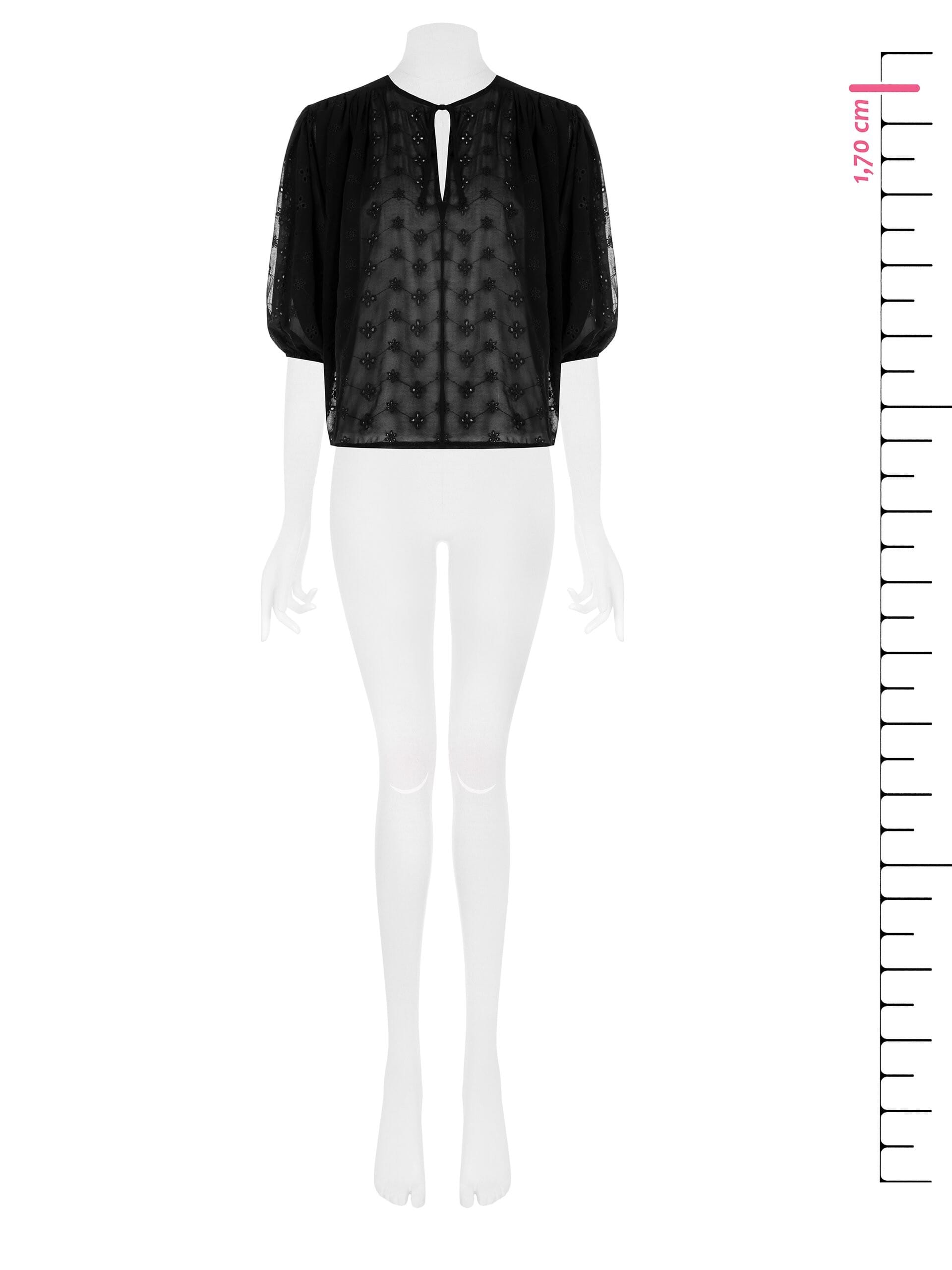 Blusa Corta E Ampia In Georgette Ricamata A Fiori Rinascimento