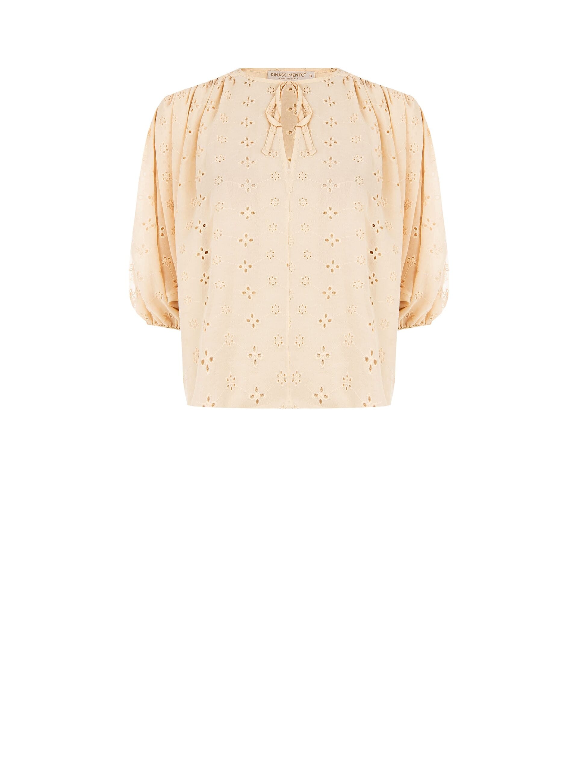 Blusa Corta E Ampia In Georgette Ricamata A Fiori Rinascimento