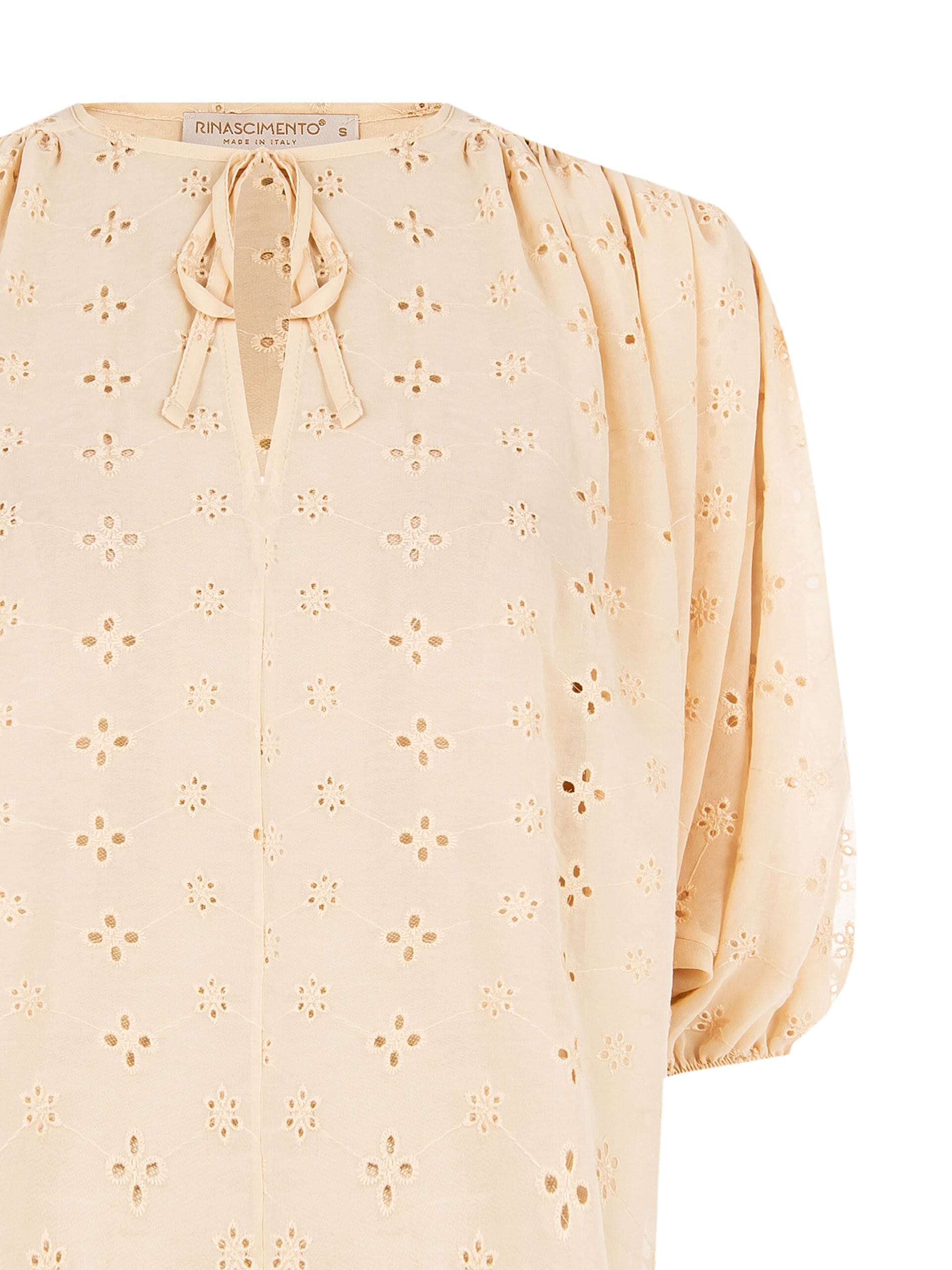 Blusa Corta E Ampia In Georgette Ricamata A Fiori Rinascimento