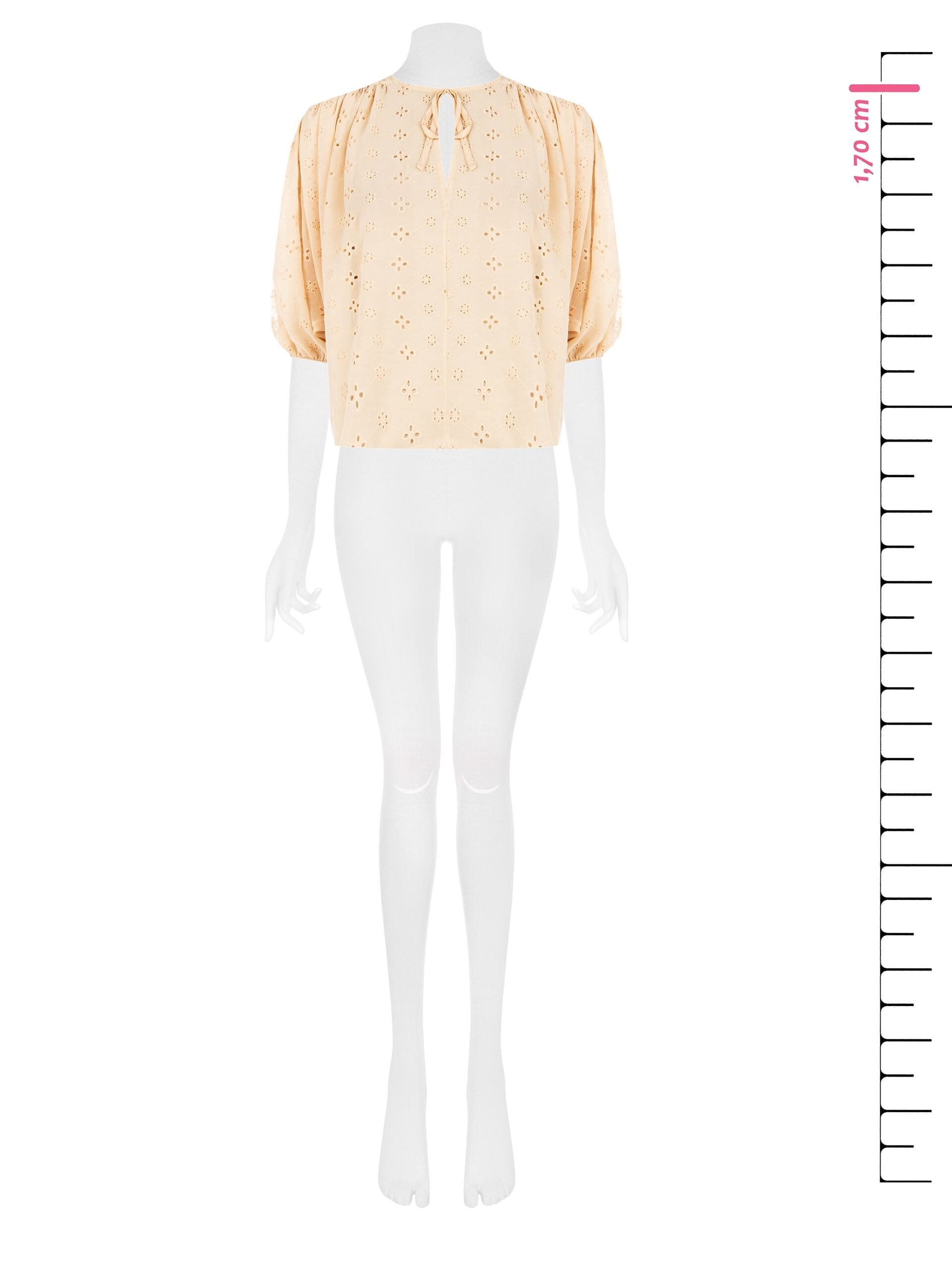 Blusa Corta E Ampia In Georgette Ricamata A Fiori Rinascimento