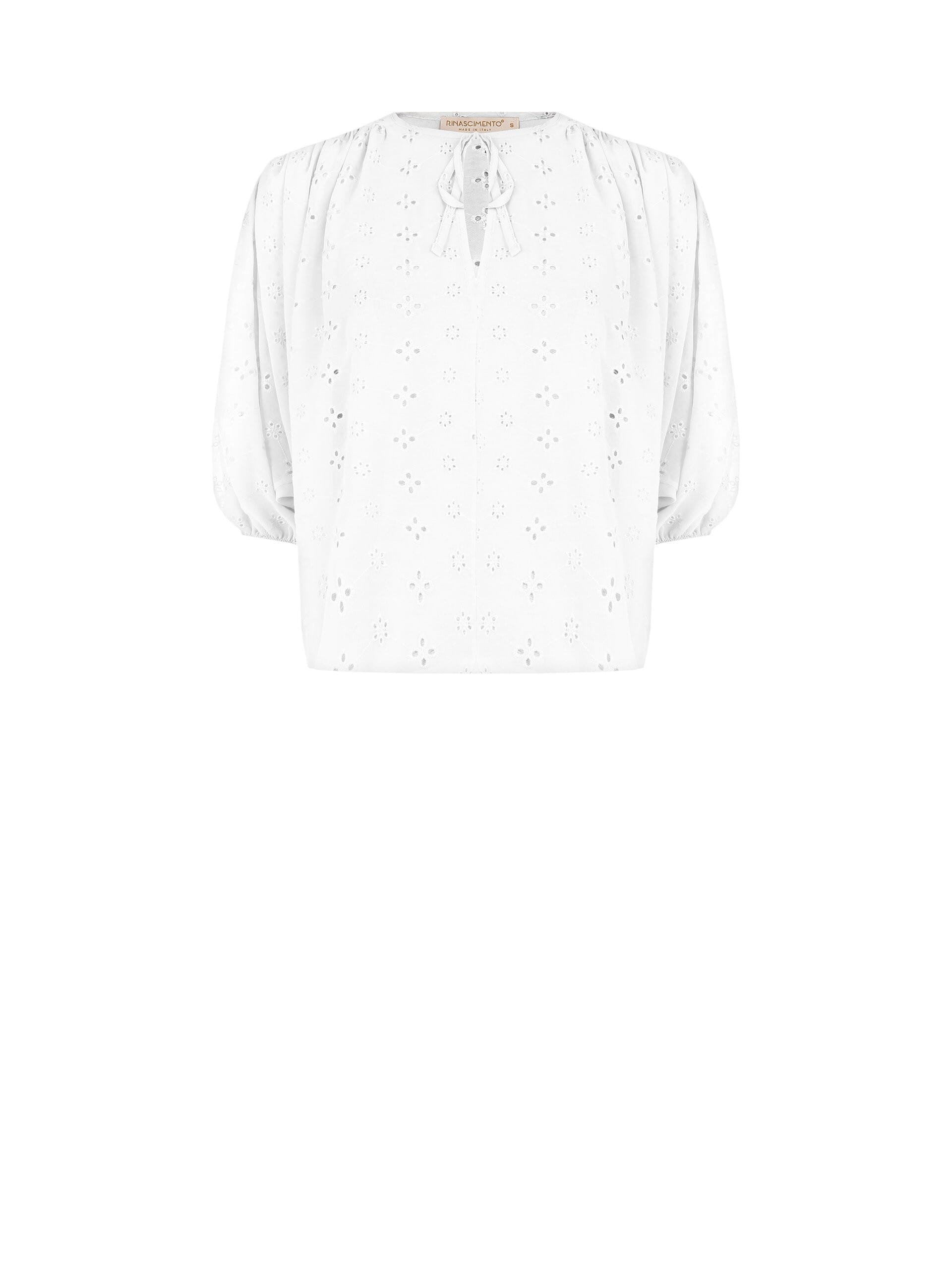 Blusa Corta E Ampia In Georgette Ricamata A Fiori Rinascimento