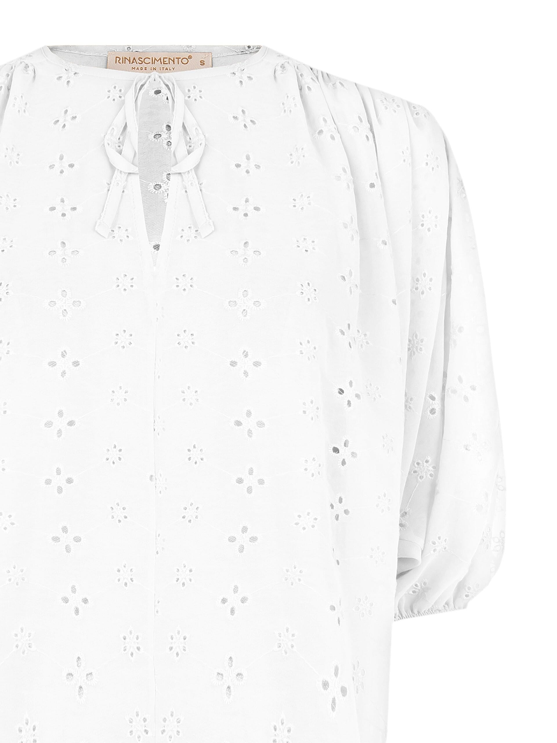 Blusa Corta E Ampia In Georgette Ricamata A Fiori Rinascimento