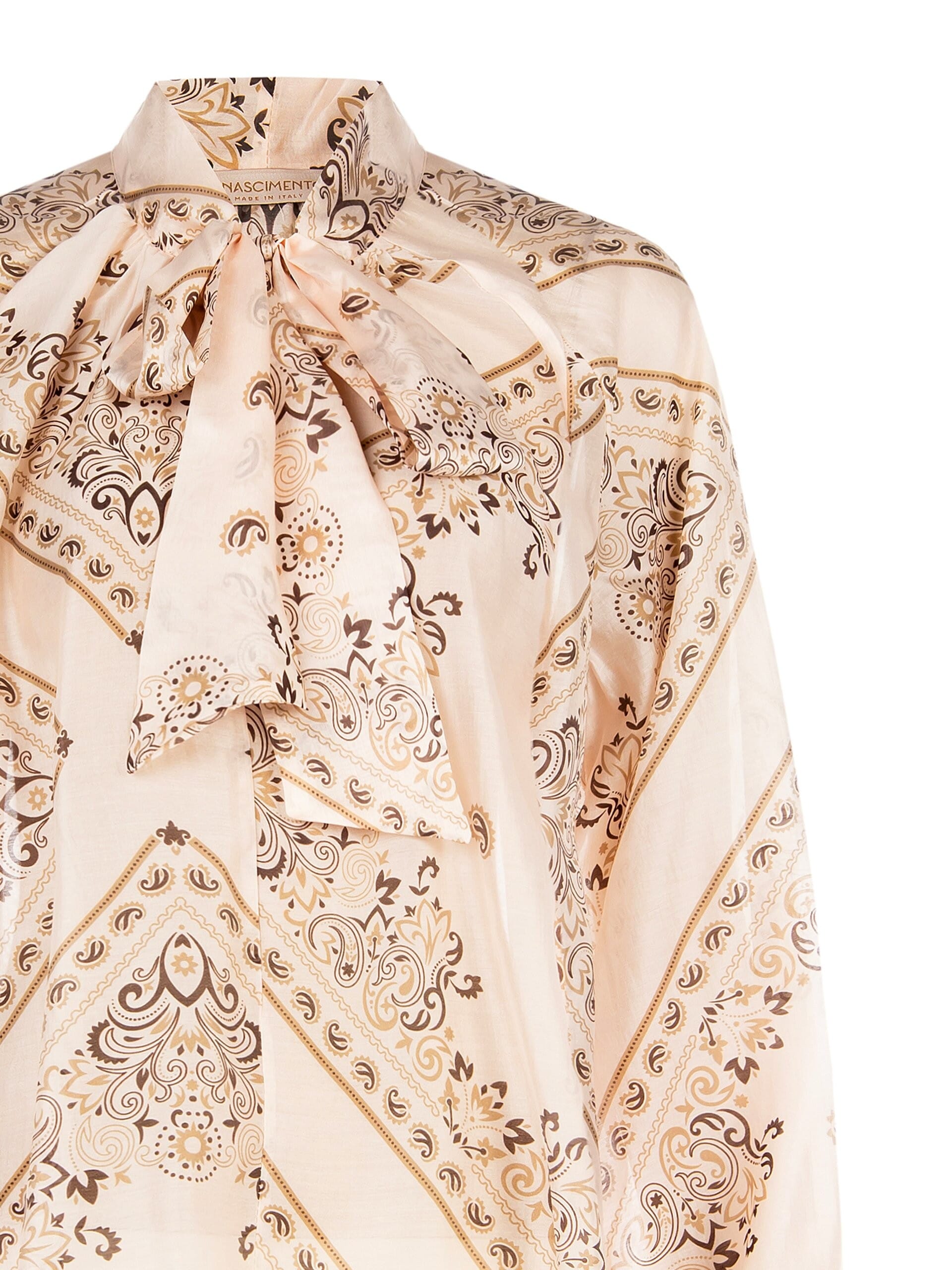 Blusa Ampia E Fluida Con Fiocco In Tessuto Leggero Rinascimento