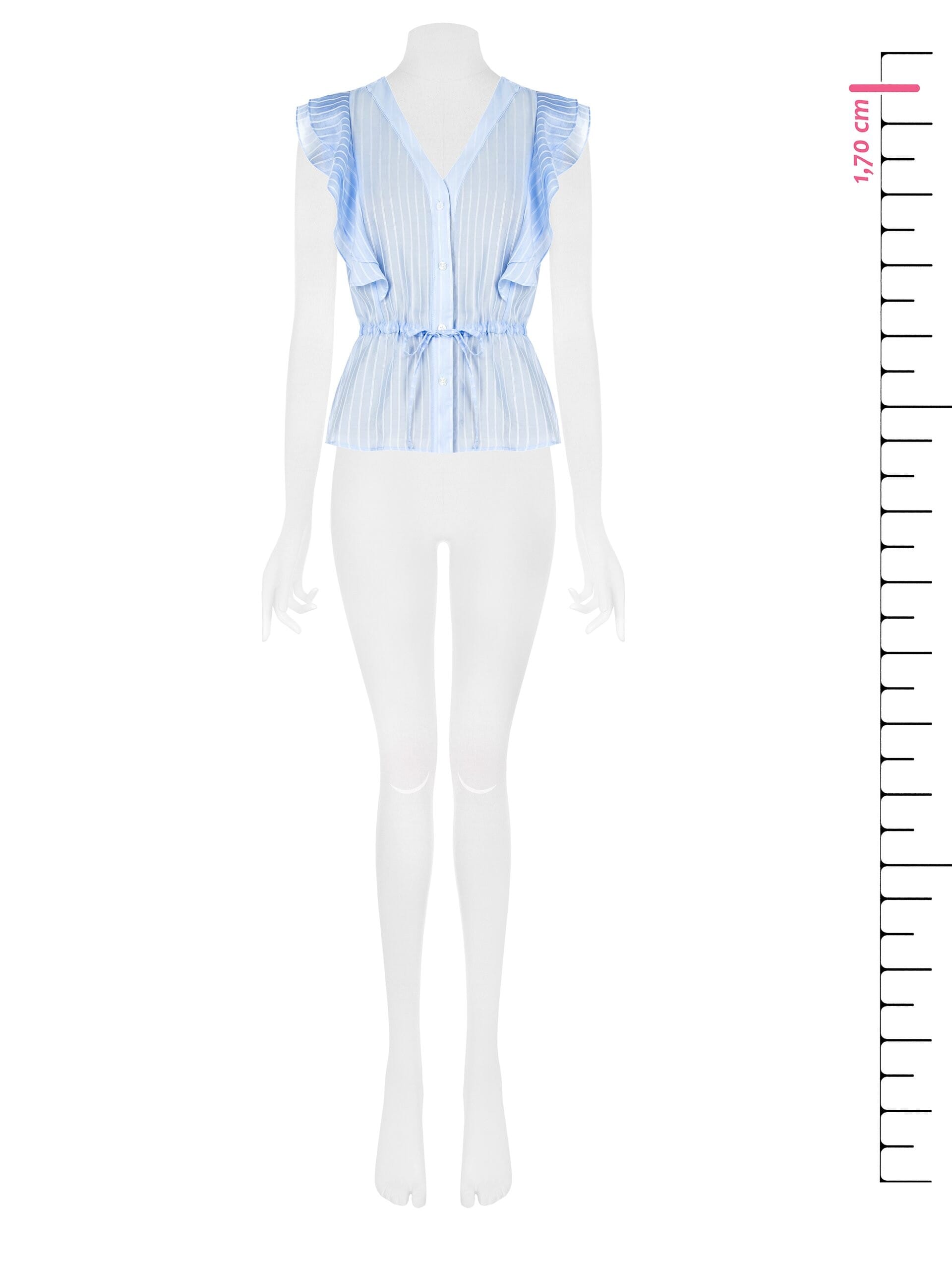 Rinascimento - Chemisier péplum à encolure en V et rayures semi-transparentes