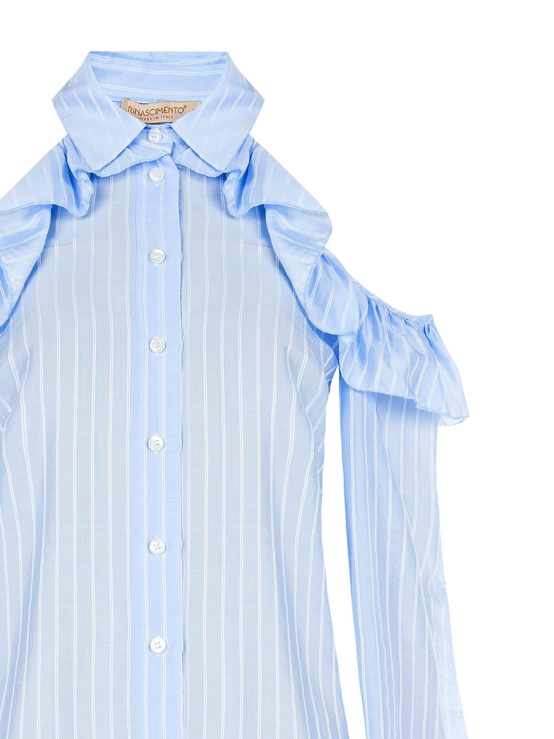 Camicia Ampia A Righe Semitrasparente Con Cut-Out Sulle Maniche Rinascimento