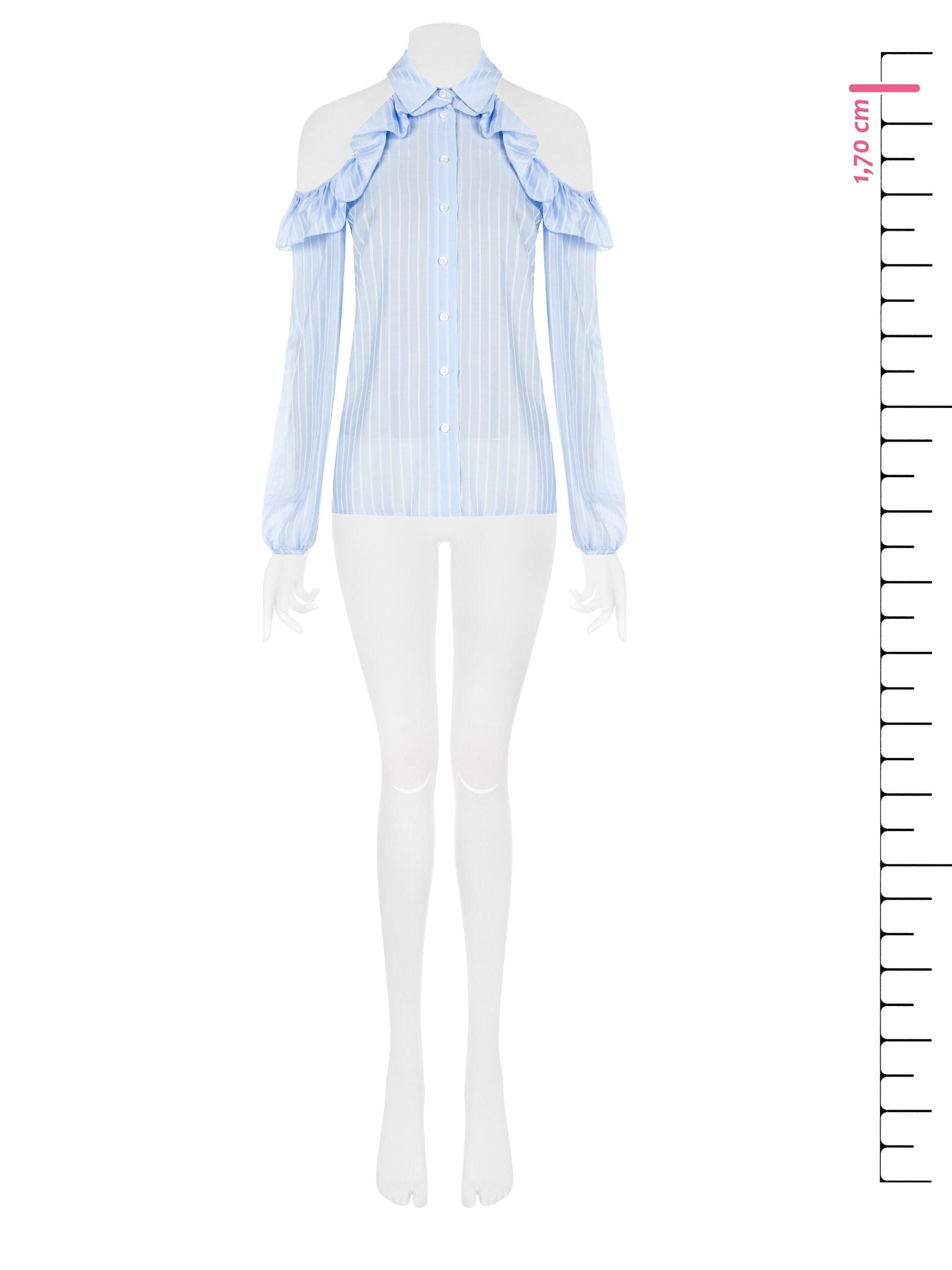 Camicia Ampia A Righe Semitrasparente Con Cut-Out Sulle Maniche Rinascimento