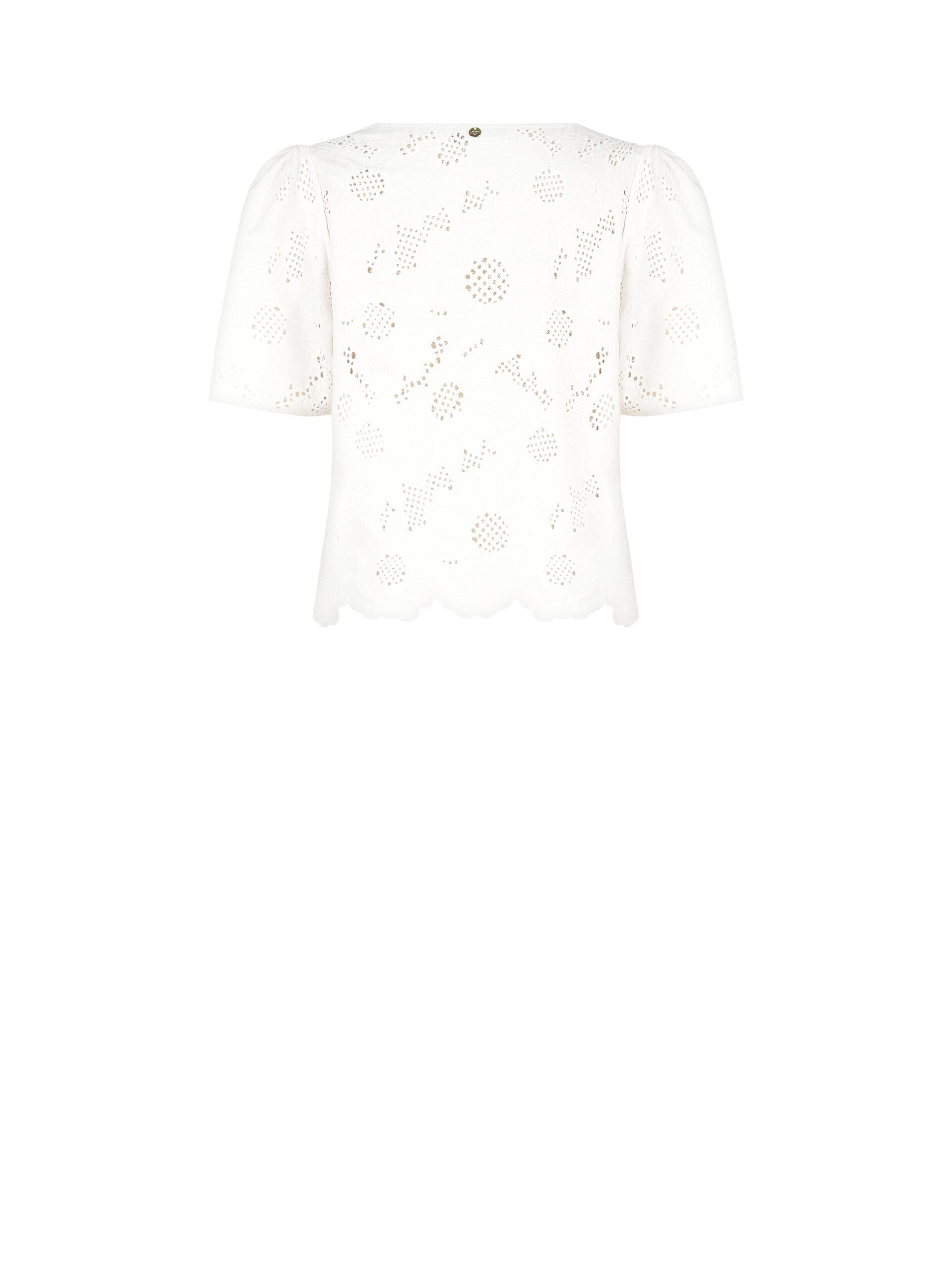 Blusa Ampia In Misto Cotone Ricamata A Fiori E Traforata Rinascimento