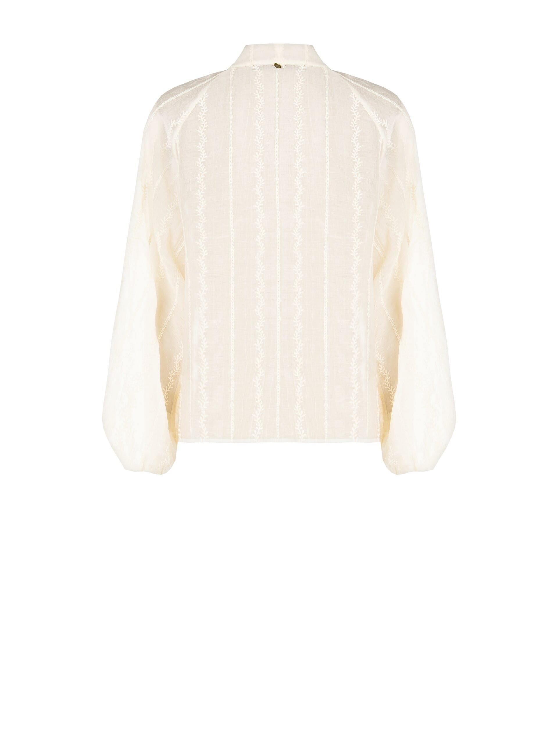 Camicia Over In Tessuto Semitrasparente Ricamato Con Fiocco Rinascimento