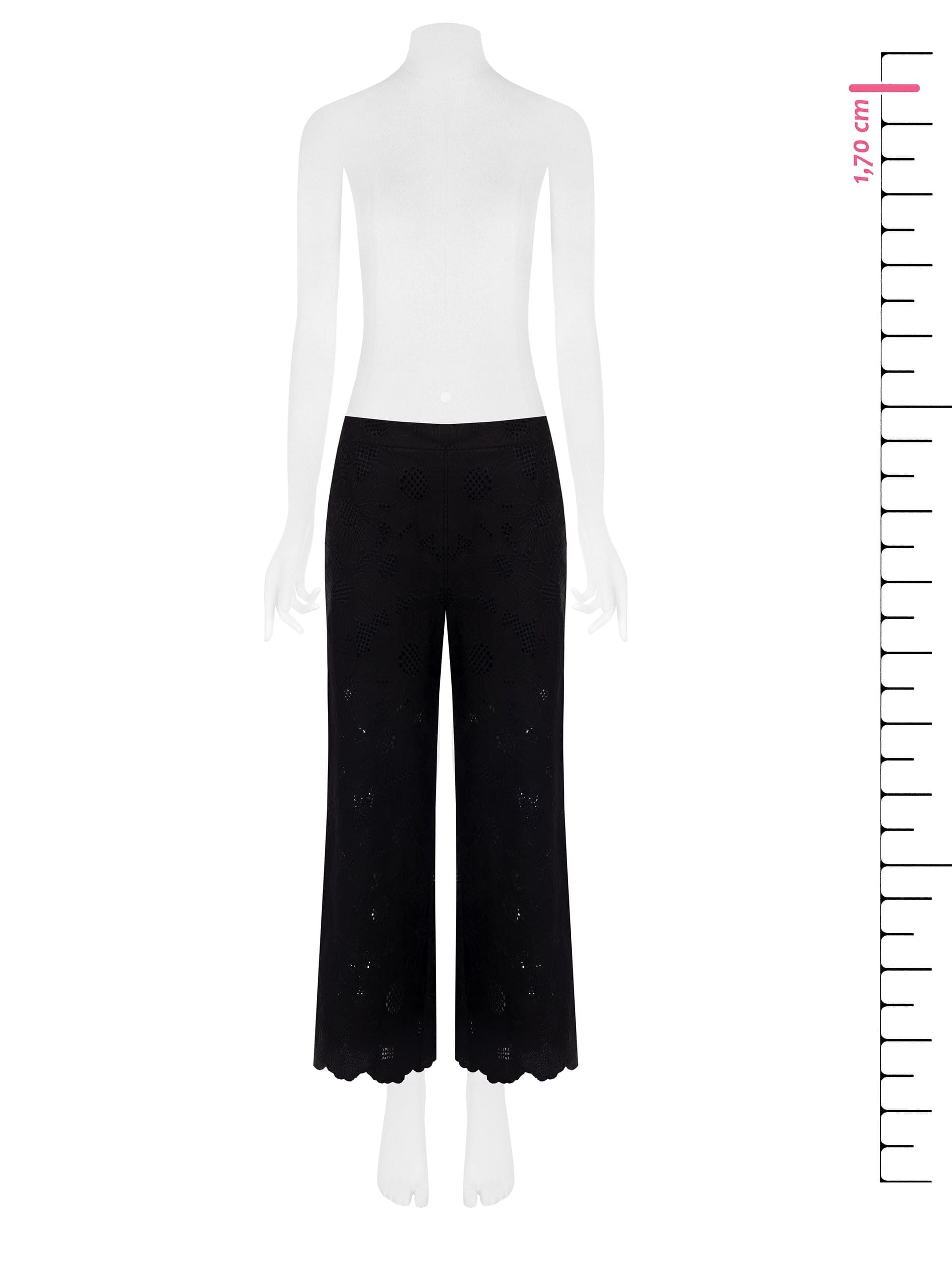 Pantaloni Larghi Cropped In Misto Cotone Ricamati A Fiori E Traforati Rinascimento