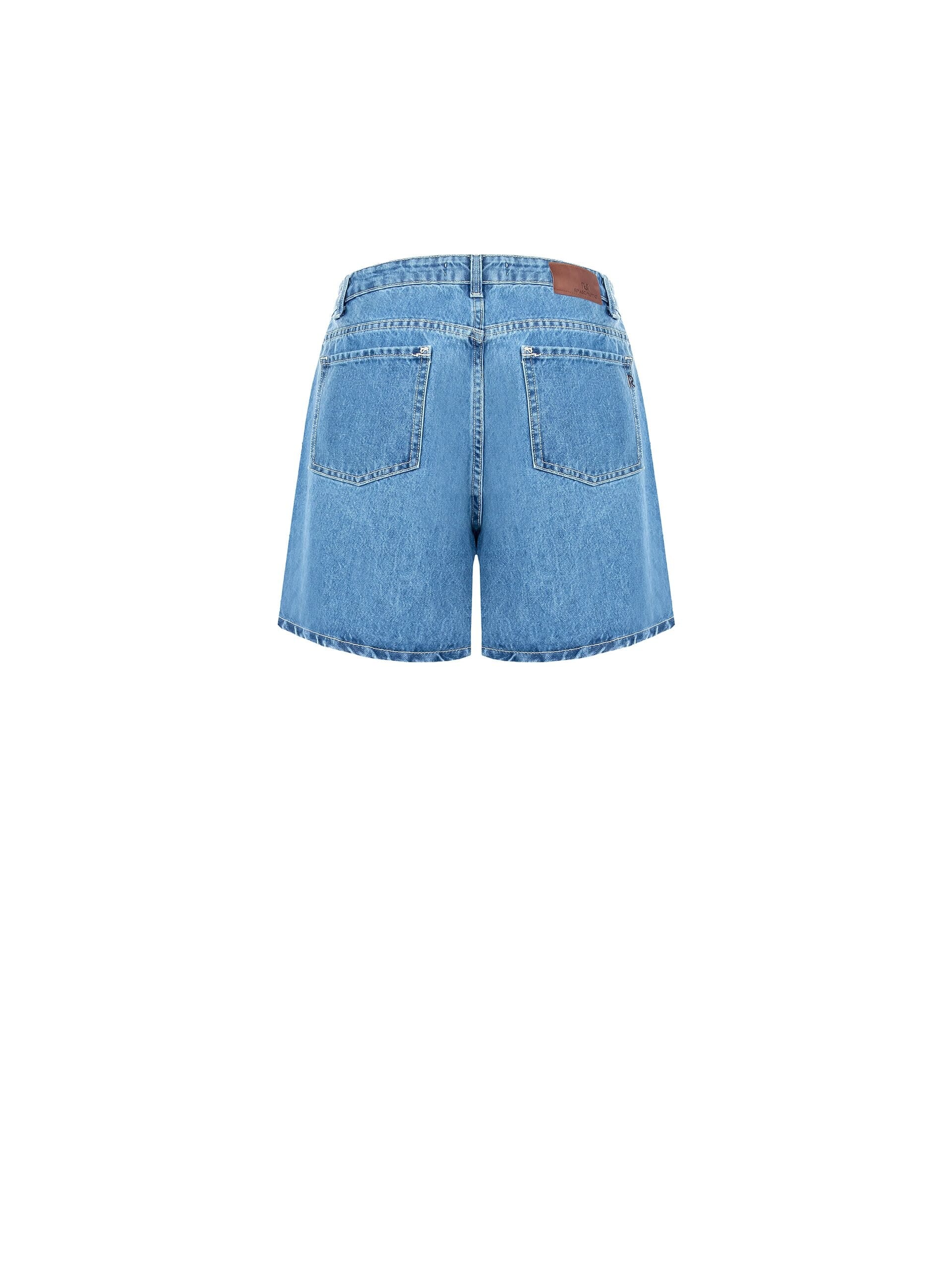 Pantaloni Corti Larghi In Denim Con Strass Rinascimento