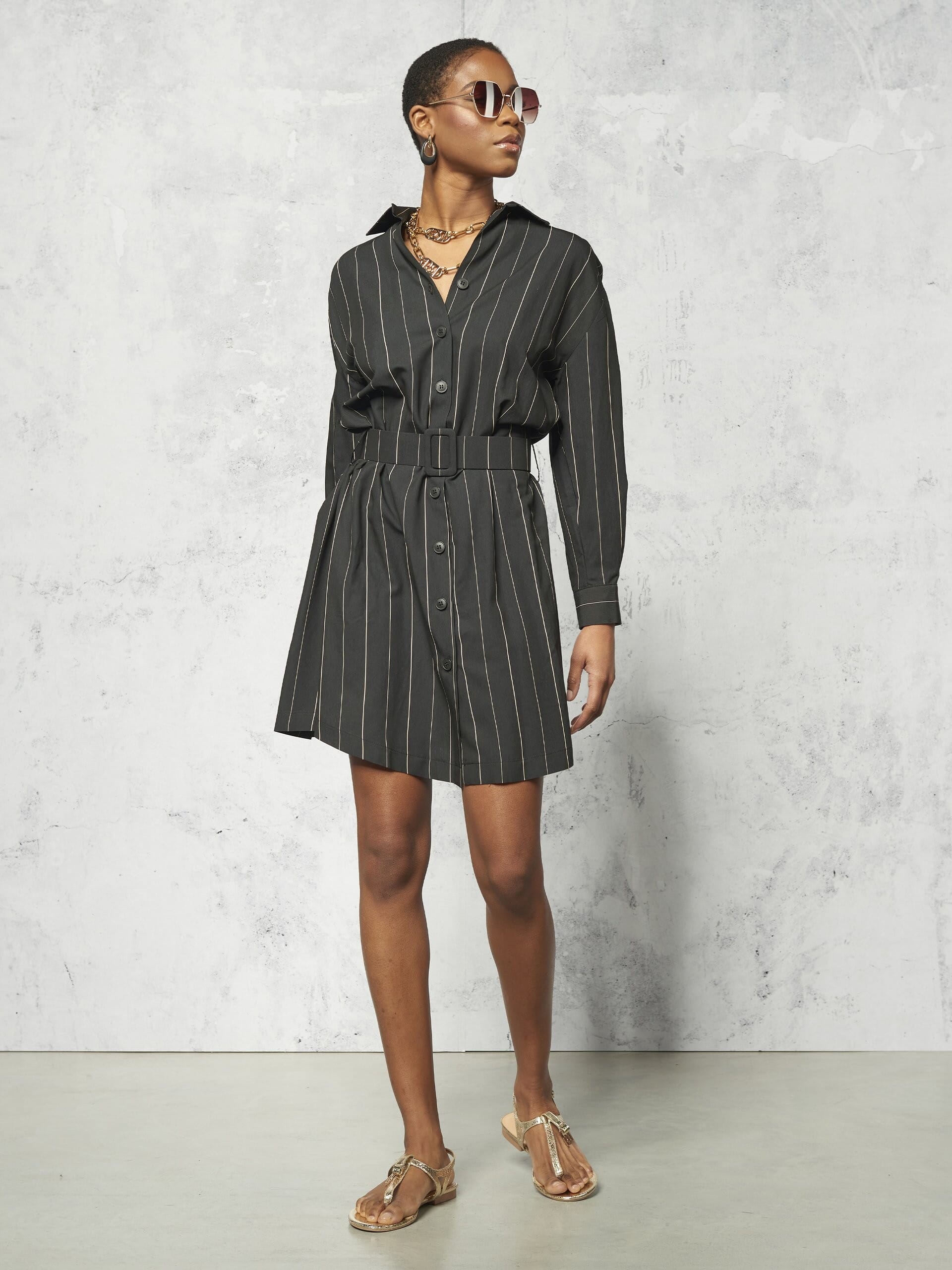 Short Chemisier Dress With Coordinated Rigid Belt Rinascimento