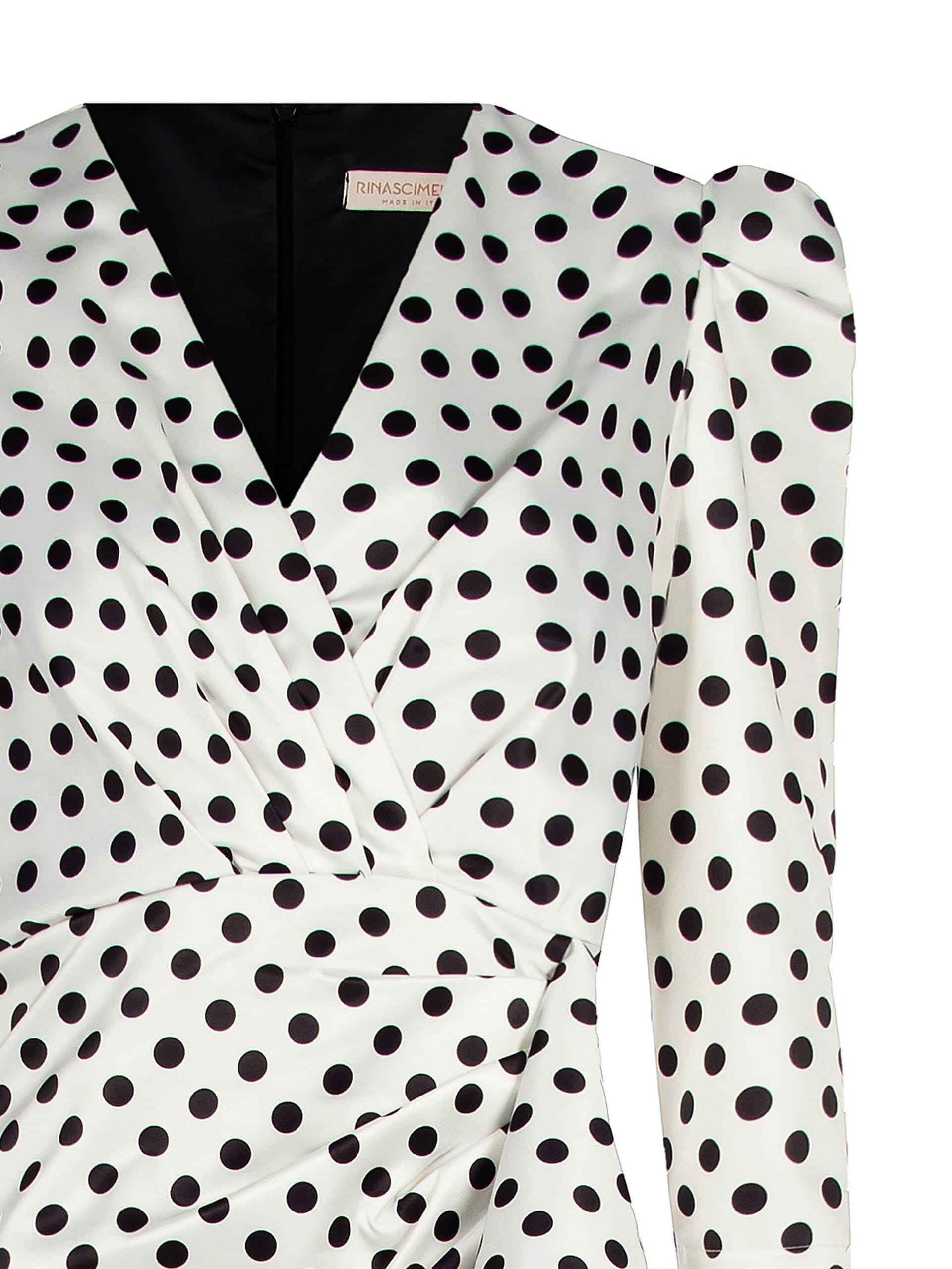 Abito Corto Scollo Incrociato In Raso Con Maniche A 3/4 Rinascimento