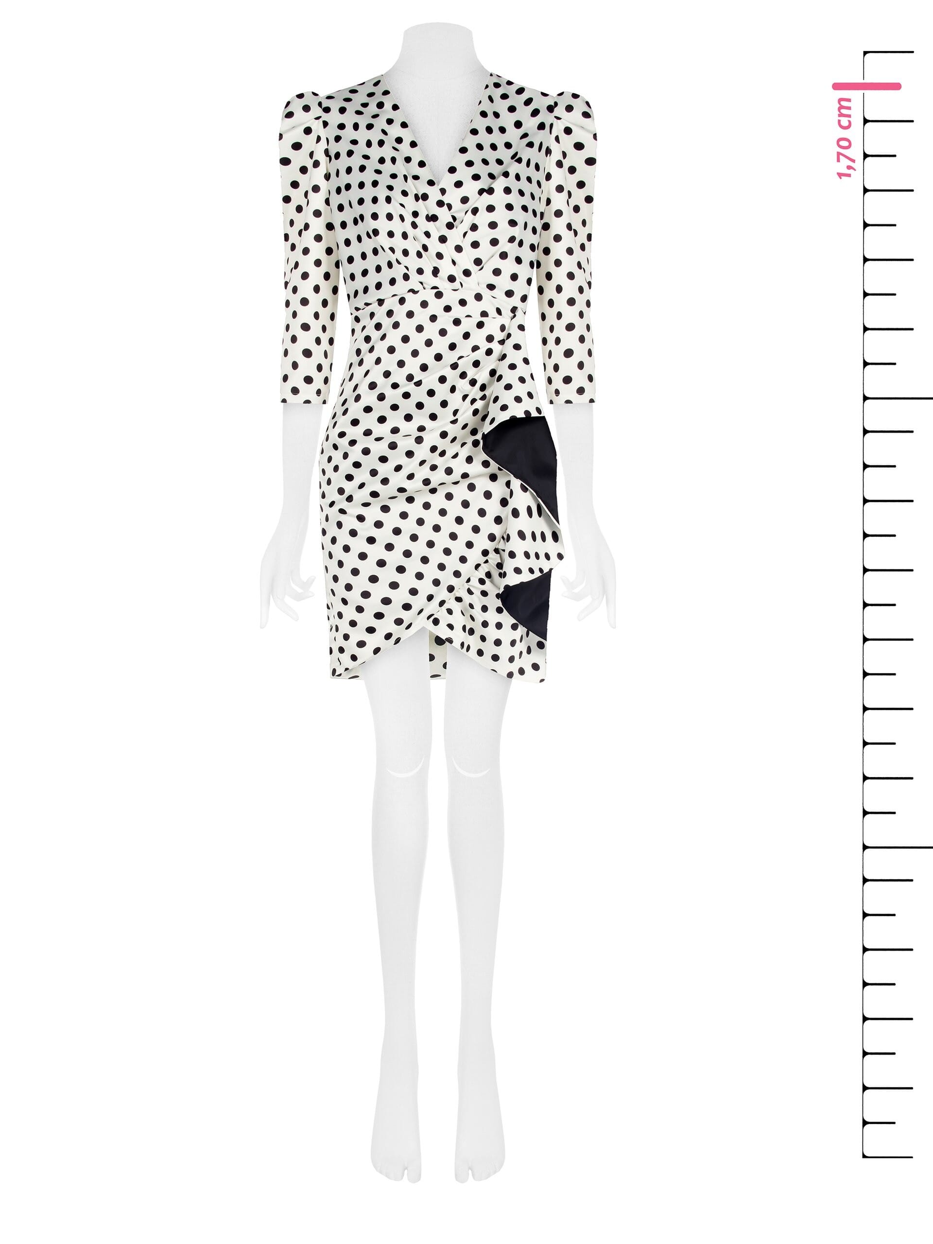 Abito Corto Scollo Incrociato In Raso Con Maniche A 3/4 Rinascimento