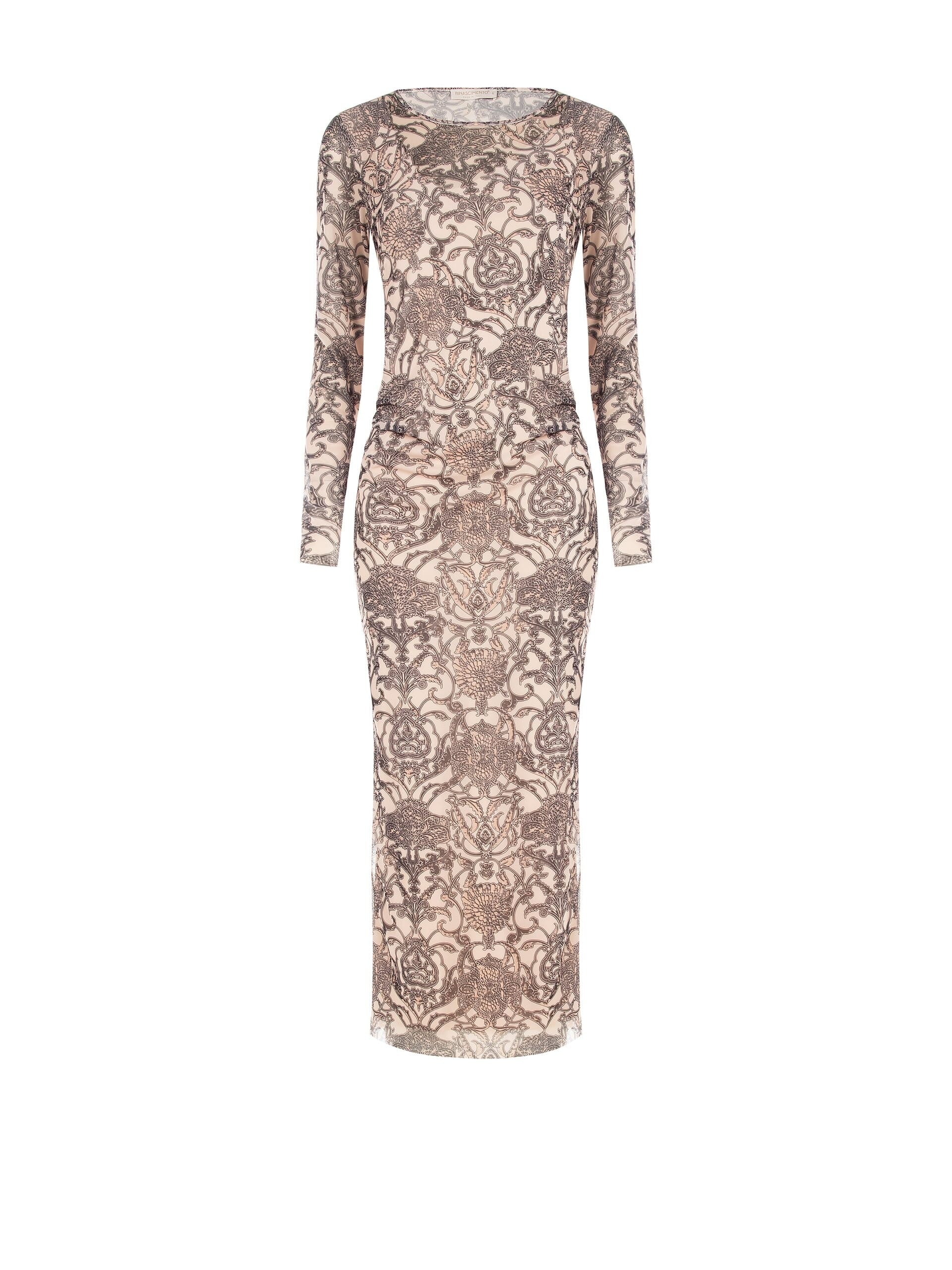 Abito Midi In Retina Stampata Arricciato Su Un Fianco Rinascimento