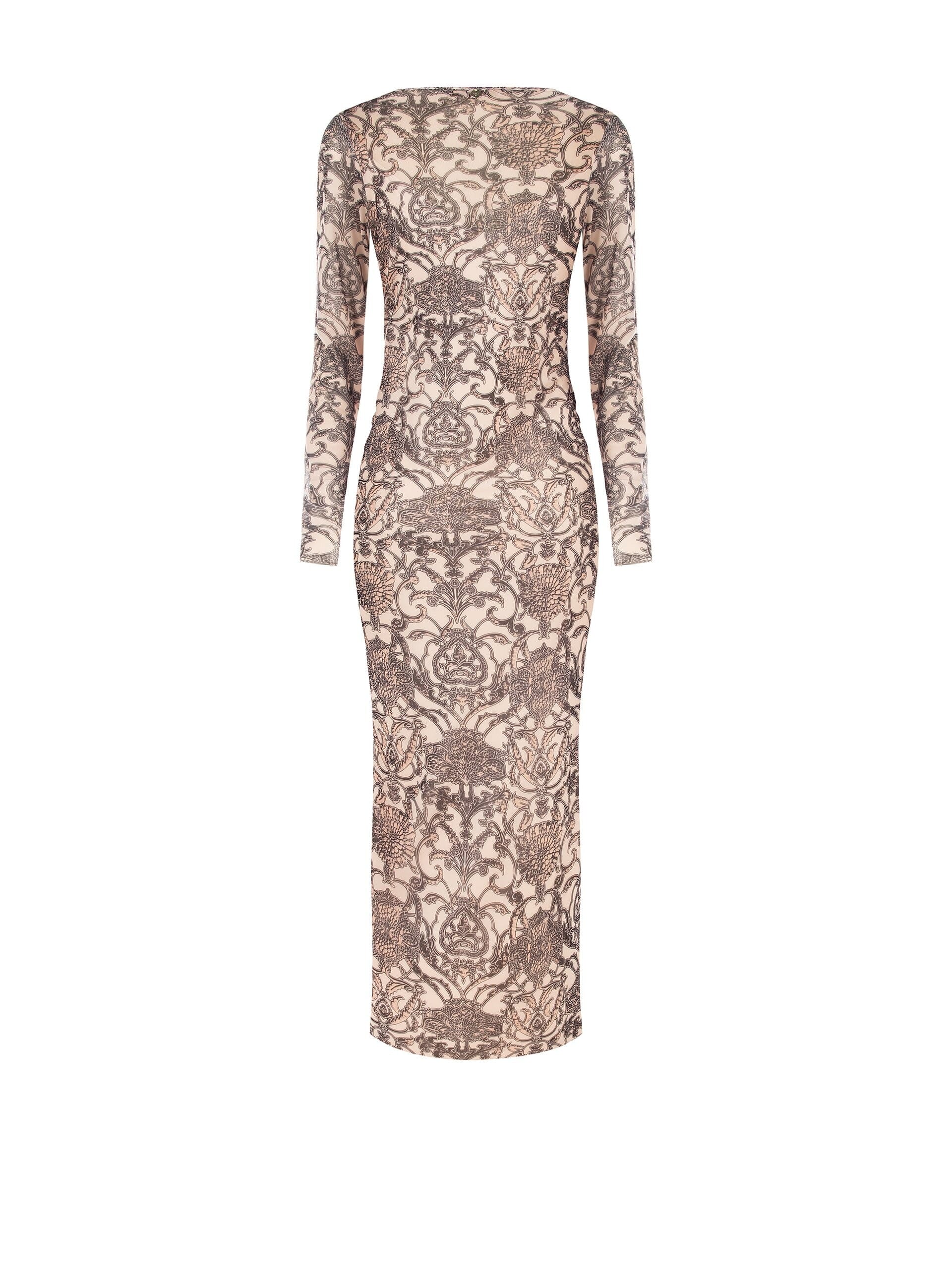 Abito Midi In Retina Stampata Arricciato Su Un Fianco Rinascimento