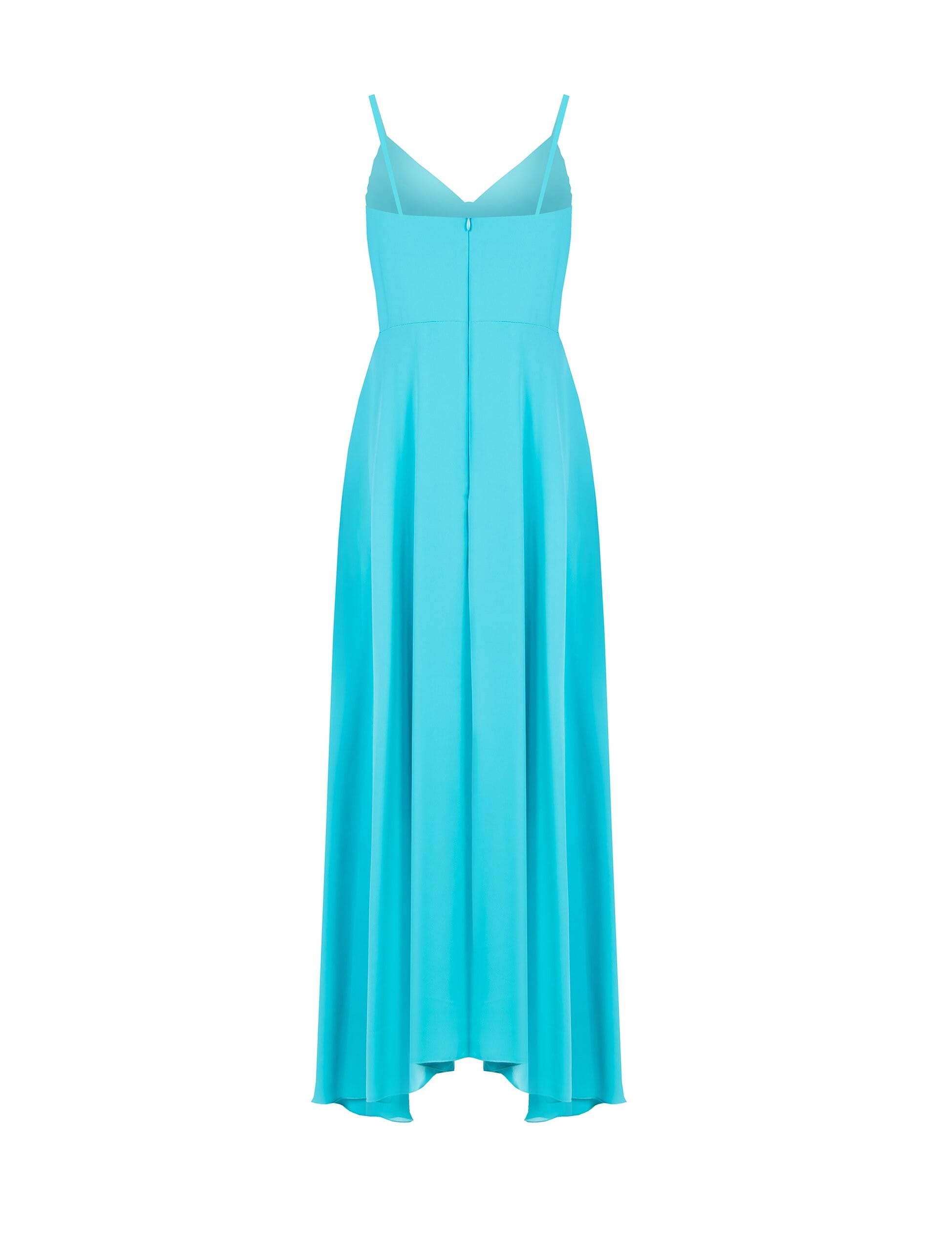 Abito Lungo Impero In Raso Opaco E Corpetto Plissé Con Gioiello Rinascimento