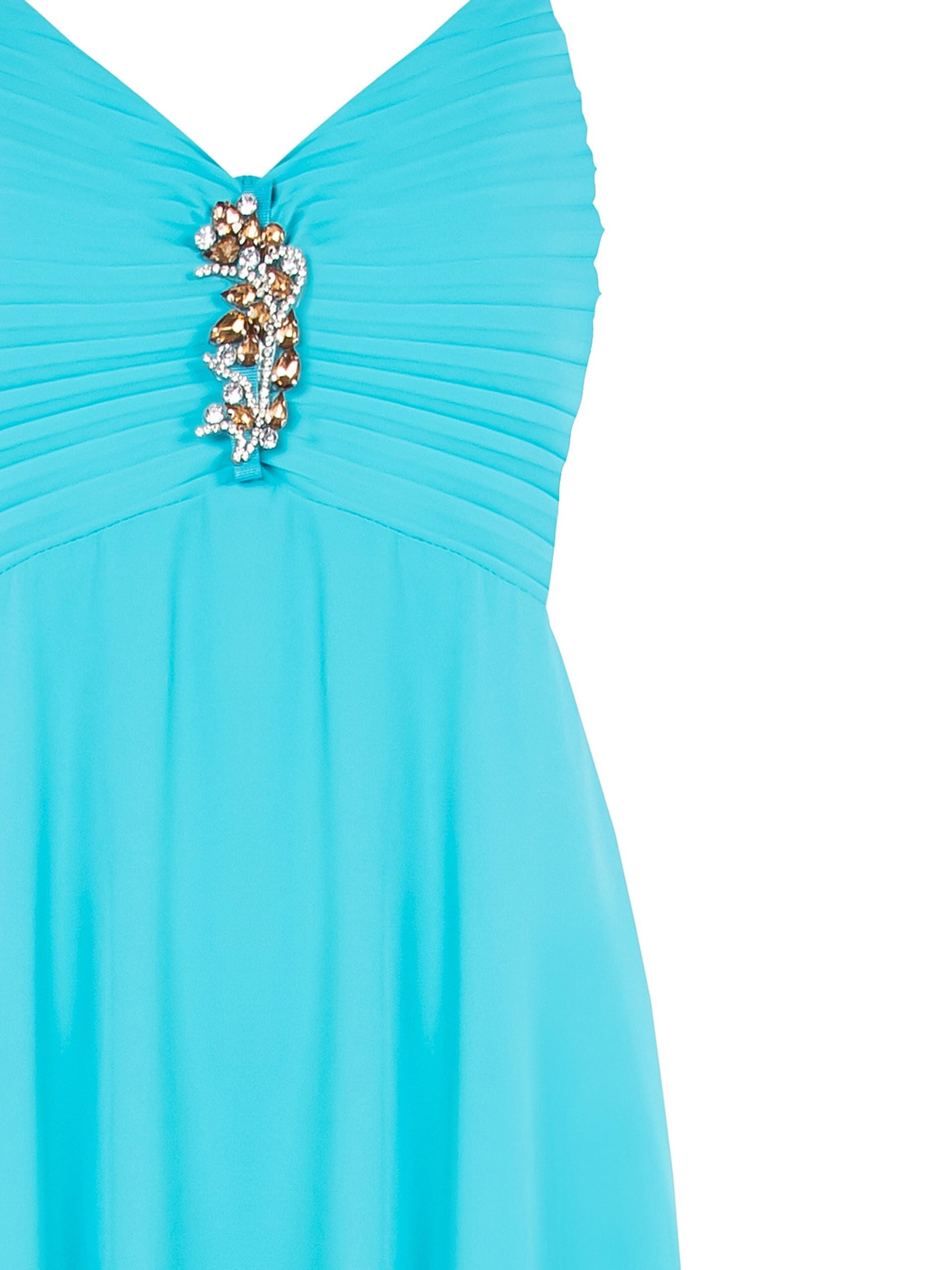 Abito Lungo Impero In Raso Opaco E Corpetto Plissé Con Gioiello Rinascimento