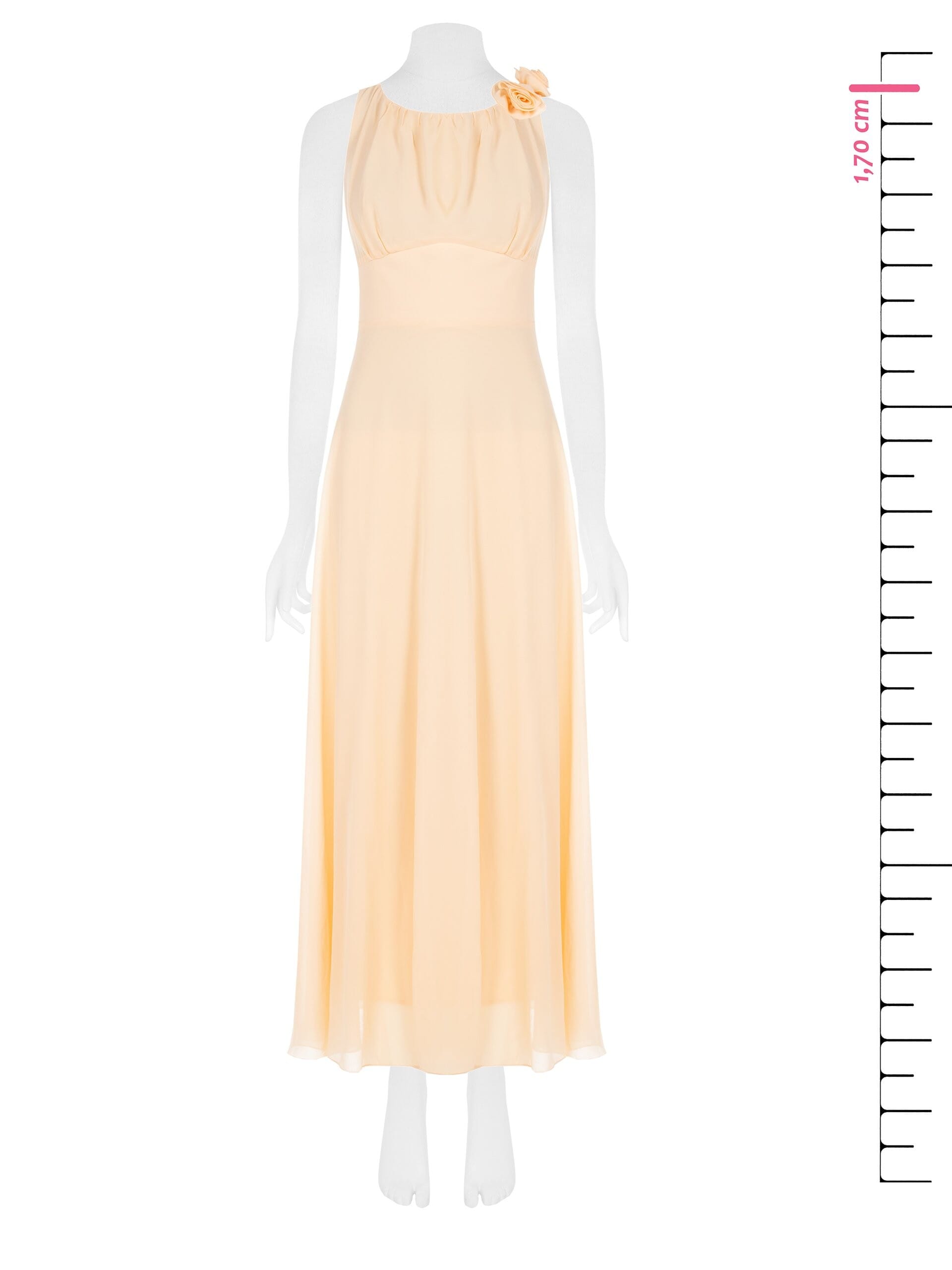 Abito Lungo In Georgette Con Rose E Scollo Ad Incrocio Dietro Rinascimento