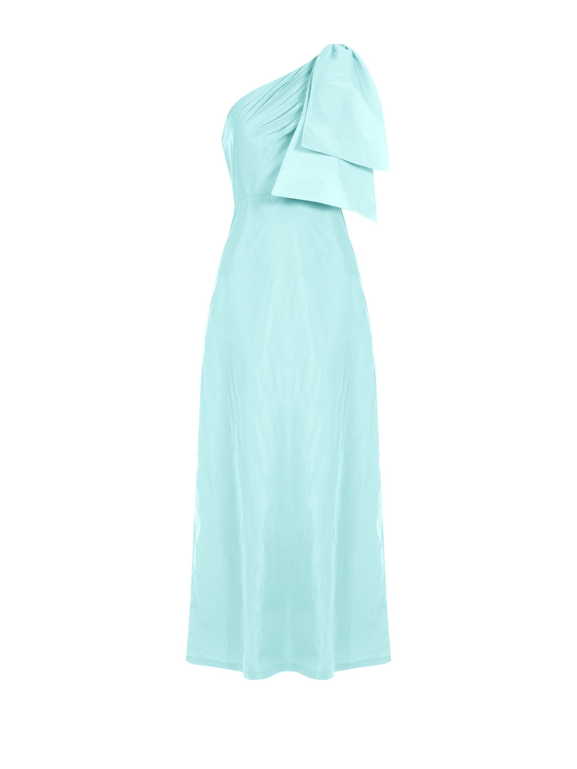 Abito Lungo Monospalla In Nylon Con Fiocco Rinascimento