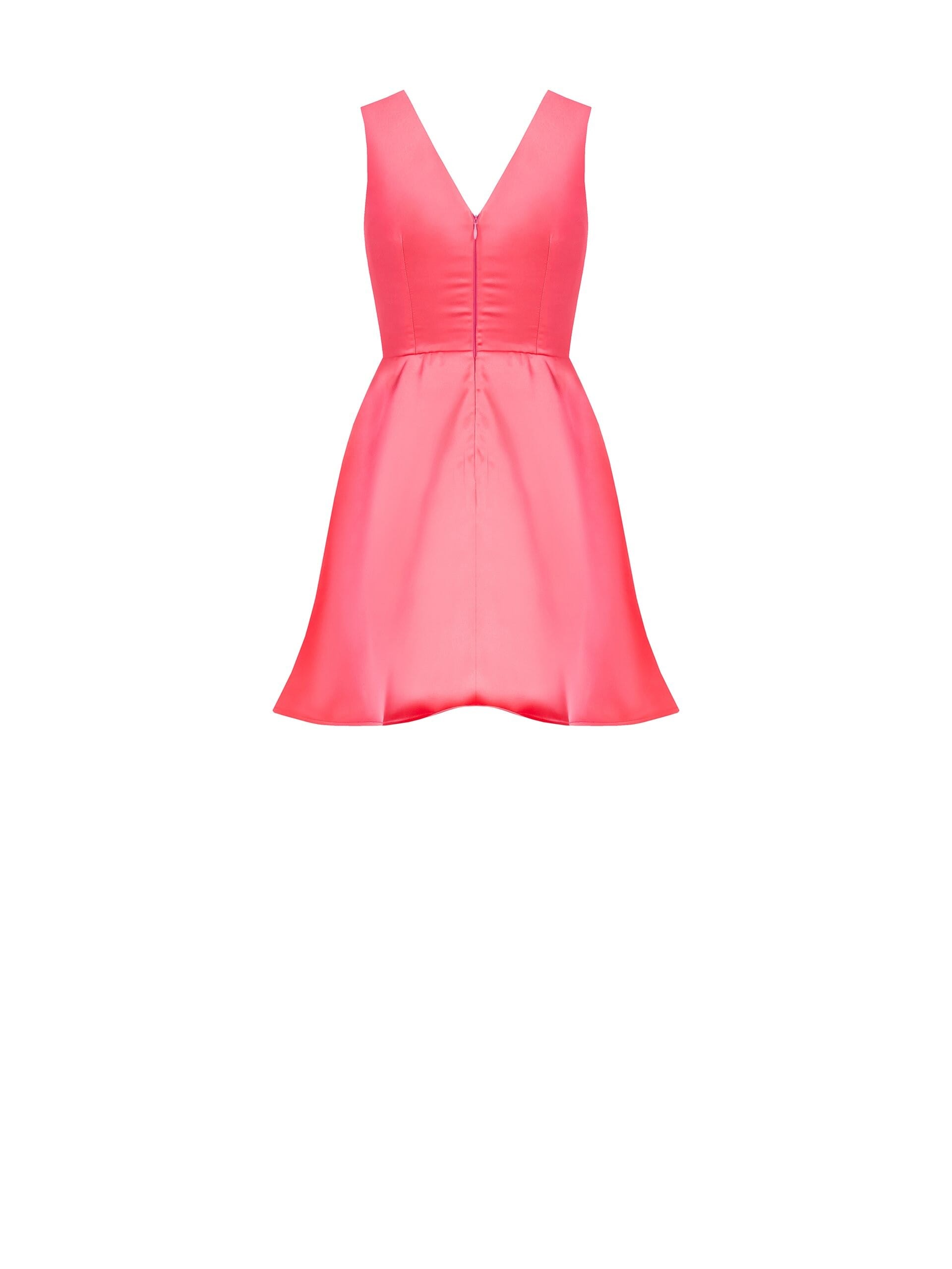 Abito Corto In Raso A Scollo Incrociato Con Coppe Rinascimento