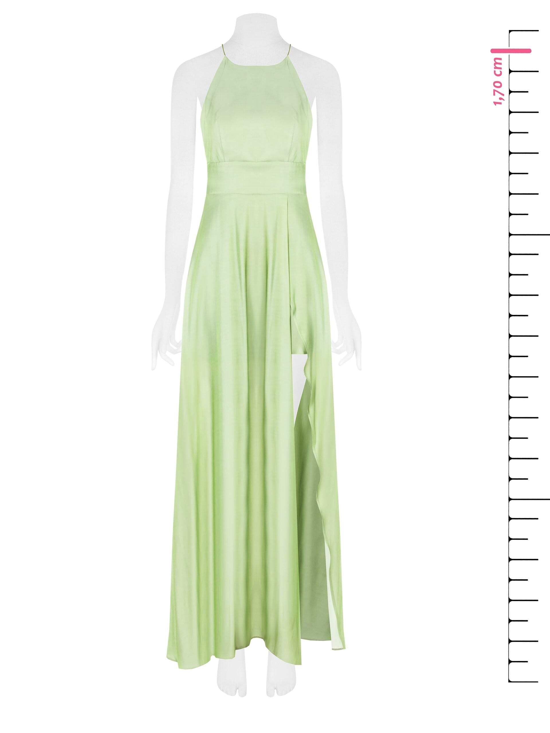 Abito Lungo In Raso Liquido Con Maxi Spacco E Minigonna Rinascimento