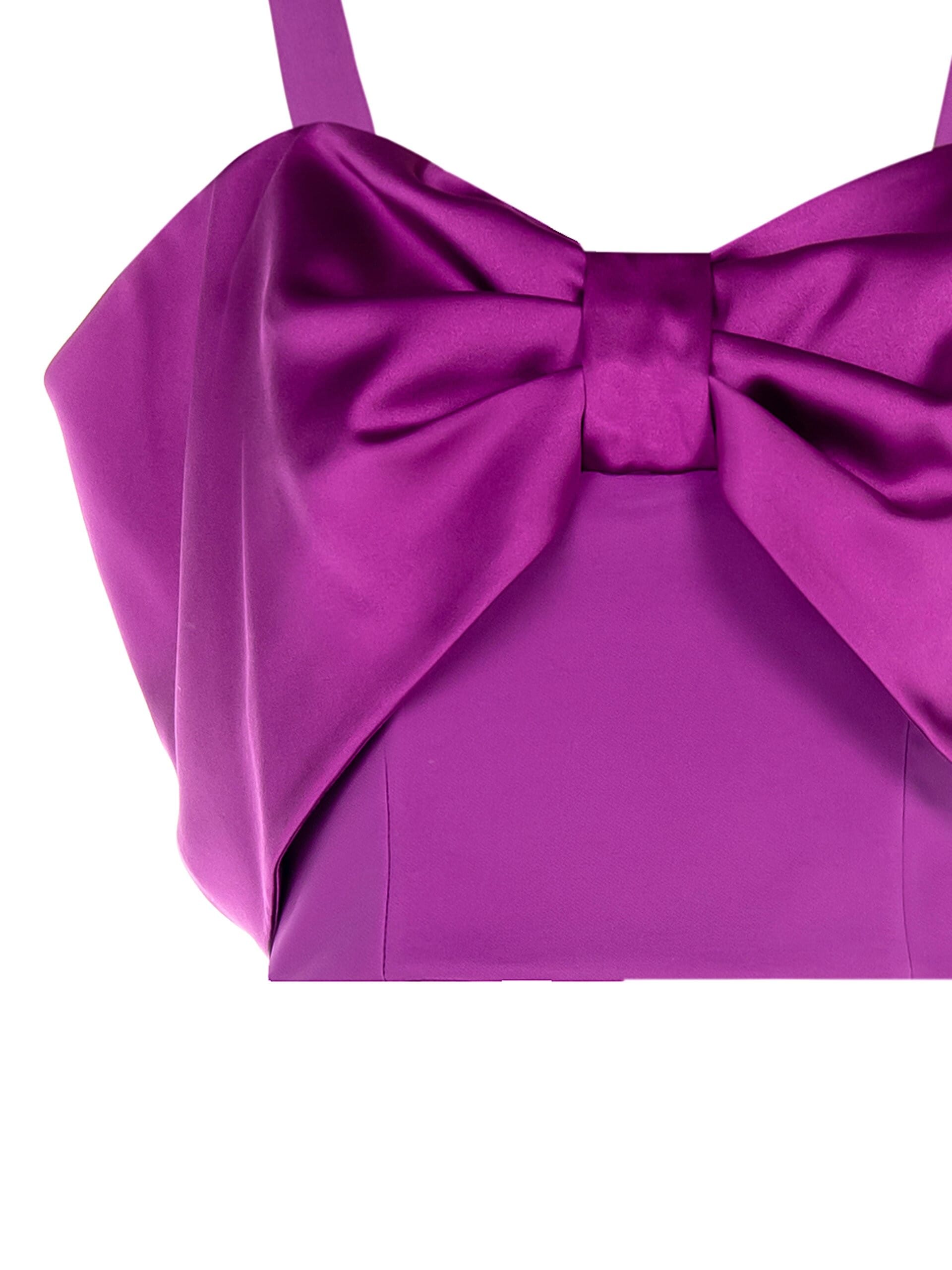 Crop Top In Raso Con Maxi Fiocco Asimmetrico Rinascimento