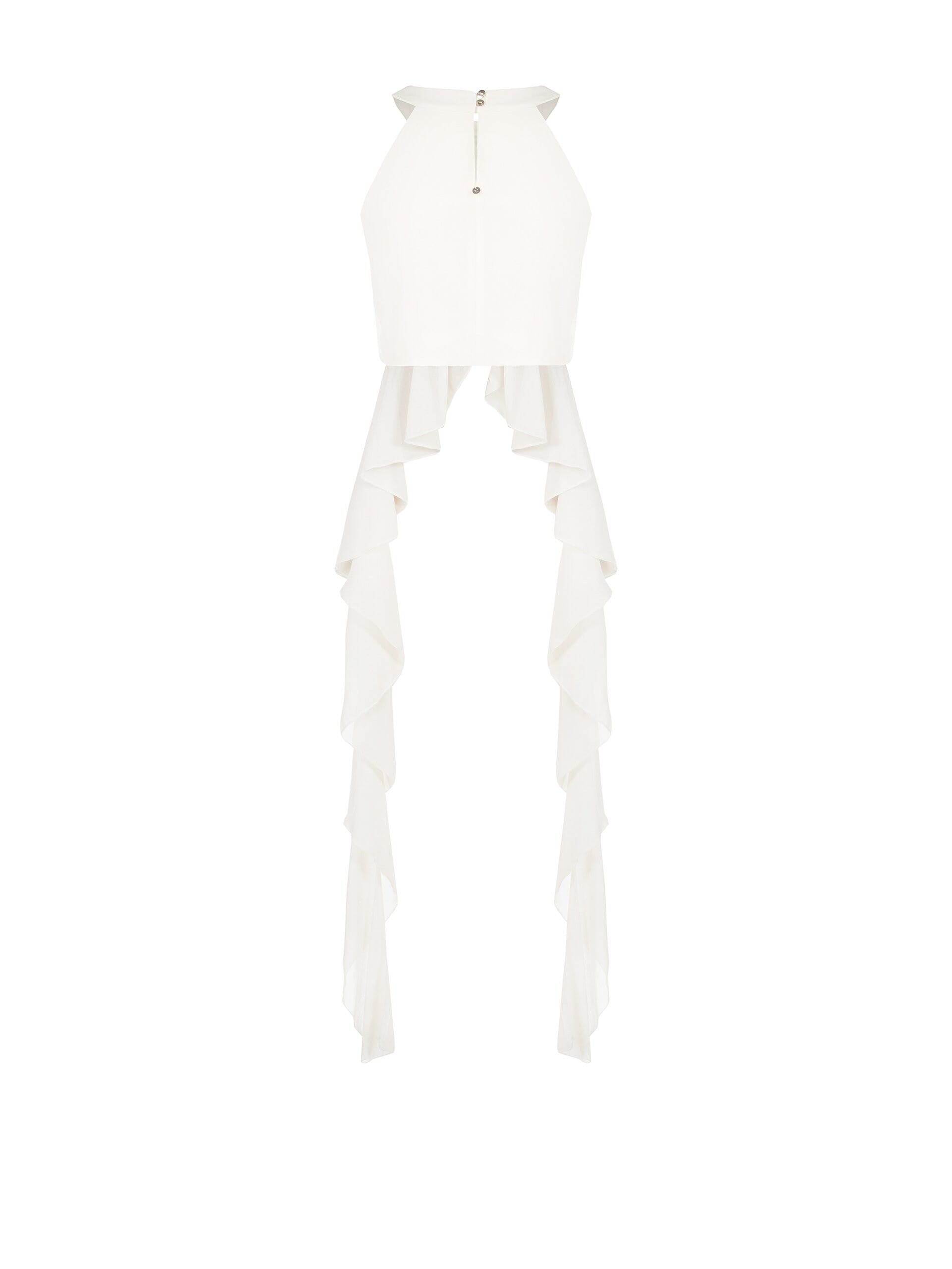 Crop Top Con Lunghi Volant In Georgette Rinascimento