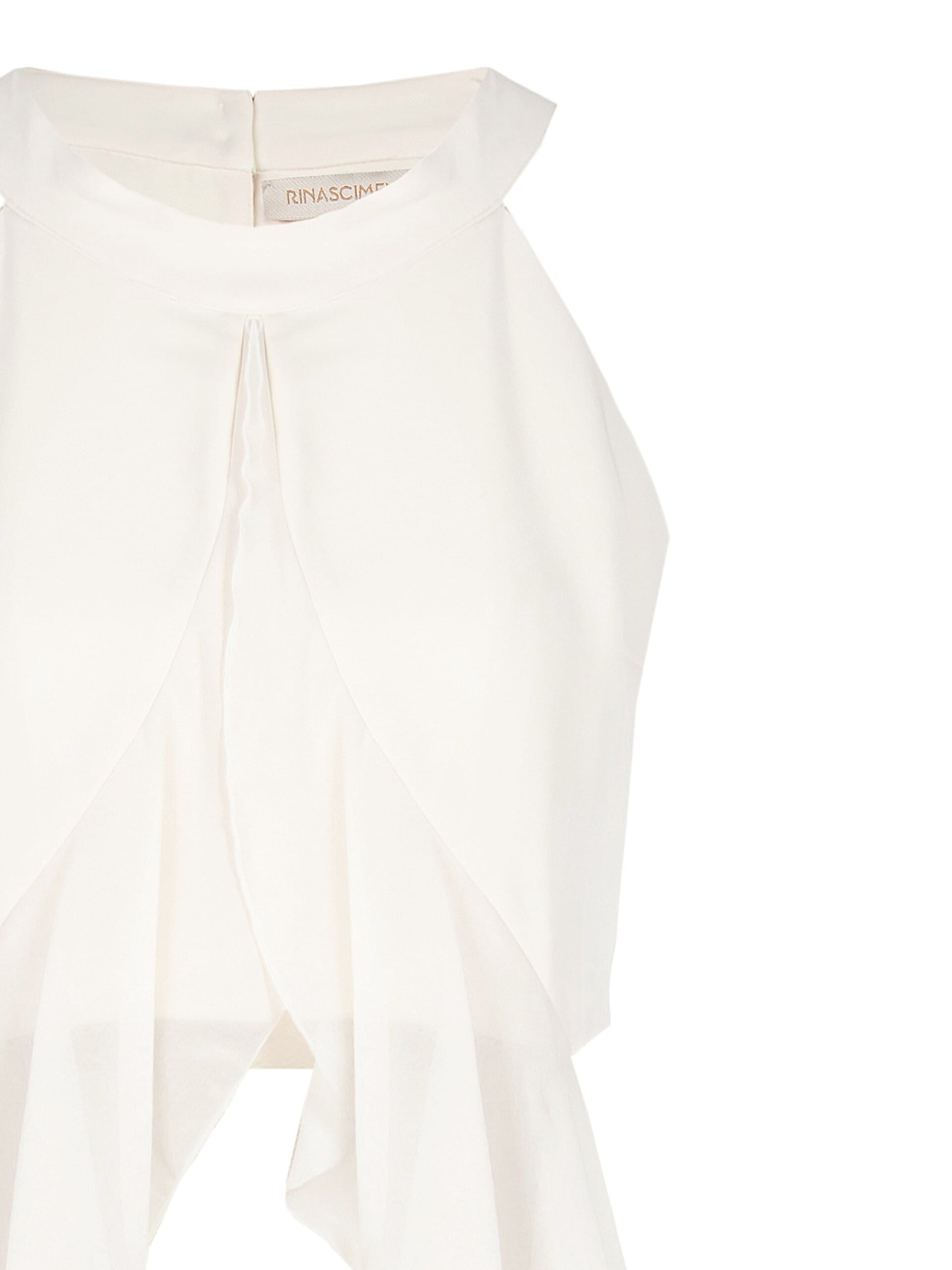 Crop Top Con Lunghi Volant In Georgette Rinascimento