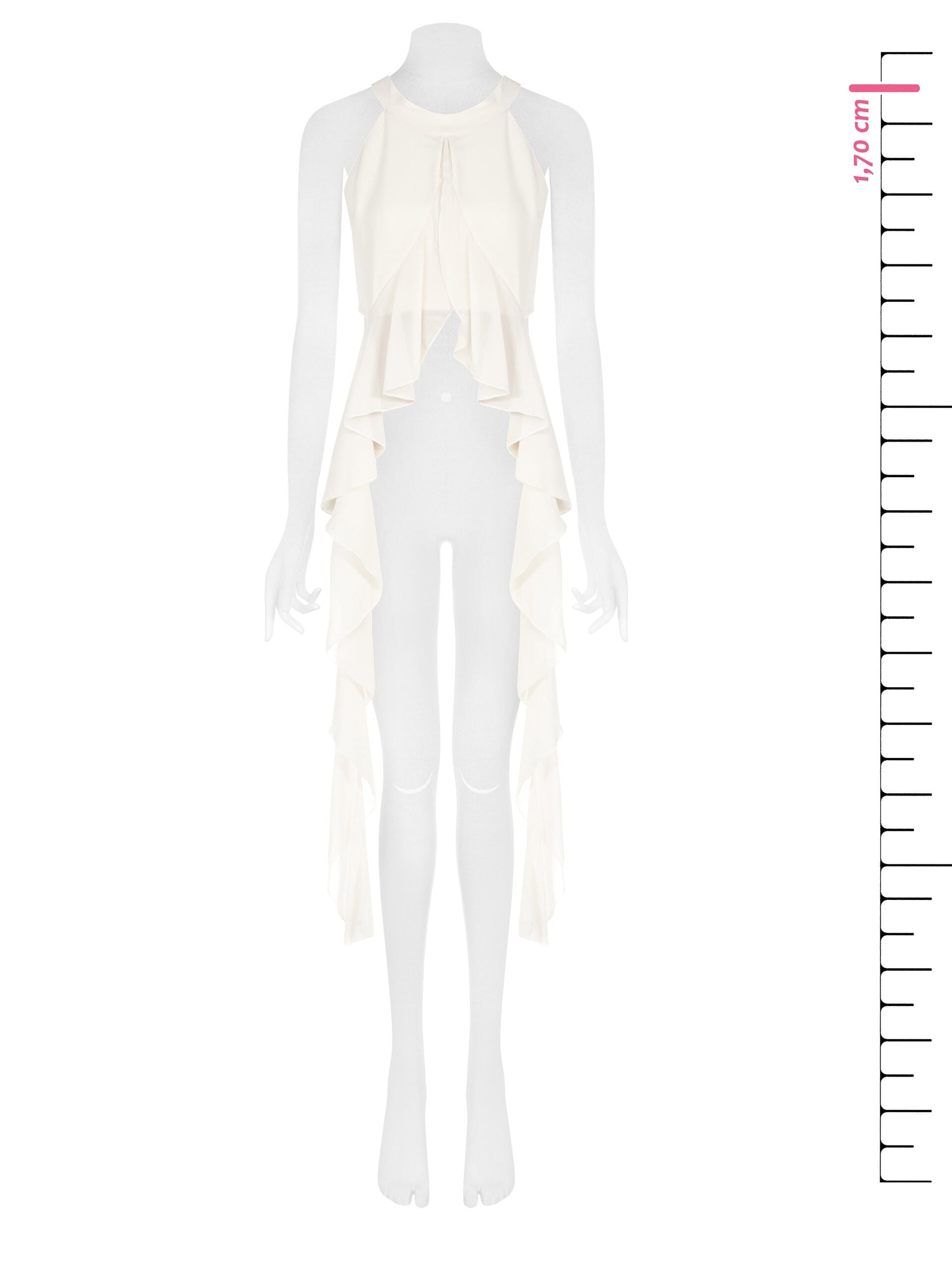 Crop Top Con Lunghi Volant In Georgette Rinascimento