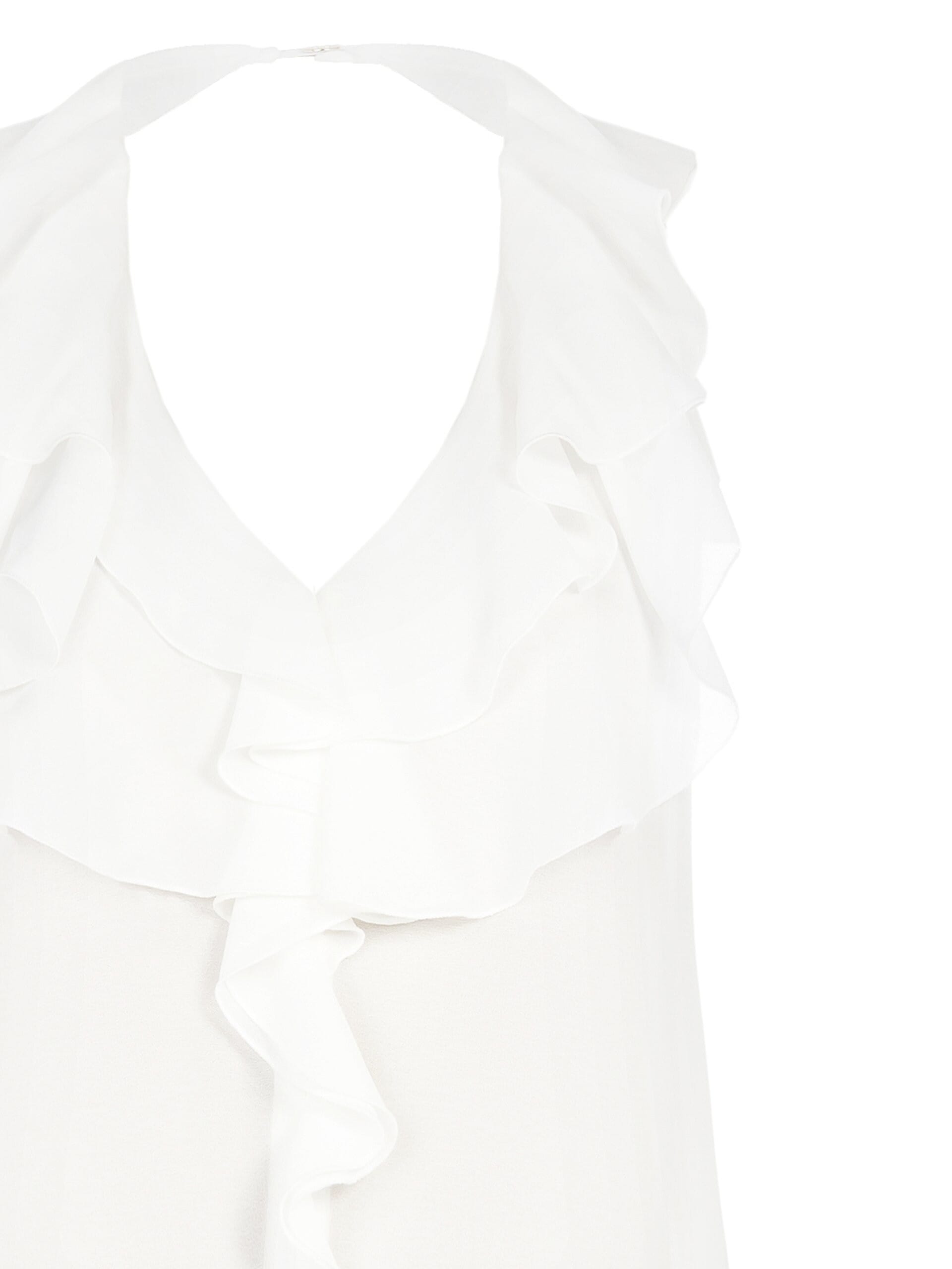 Top Sfiancato In Georgette Scollo A V Con Volant Rinascimento