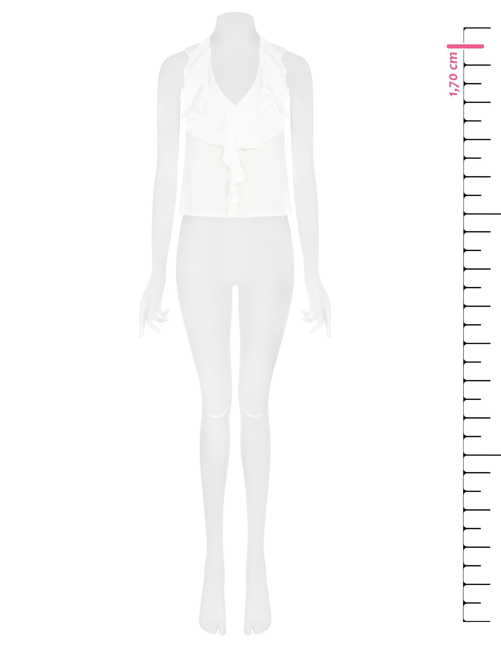 Top Sfiancato In Georgette Scollo A V Con Volant Rinascimento