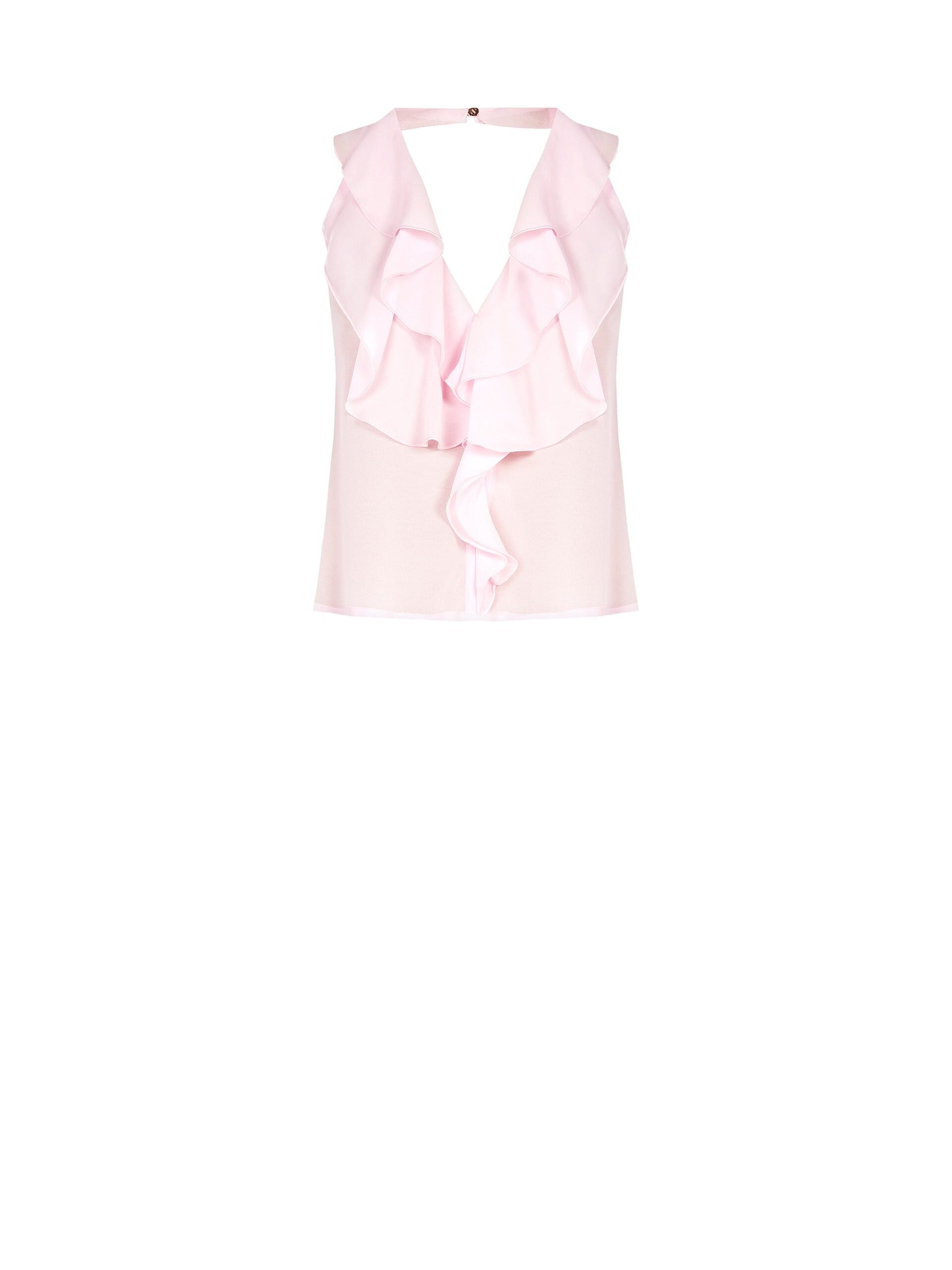 Top Sfiancato In Georgette Scollo A V Con Volant Rinascimento