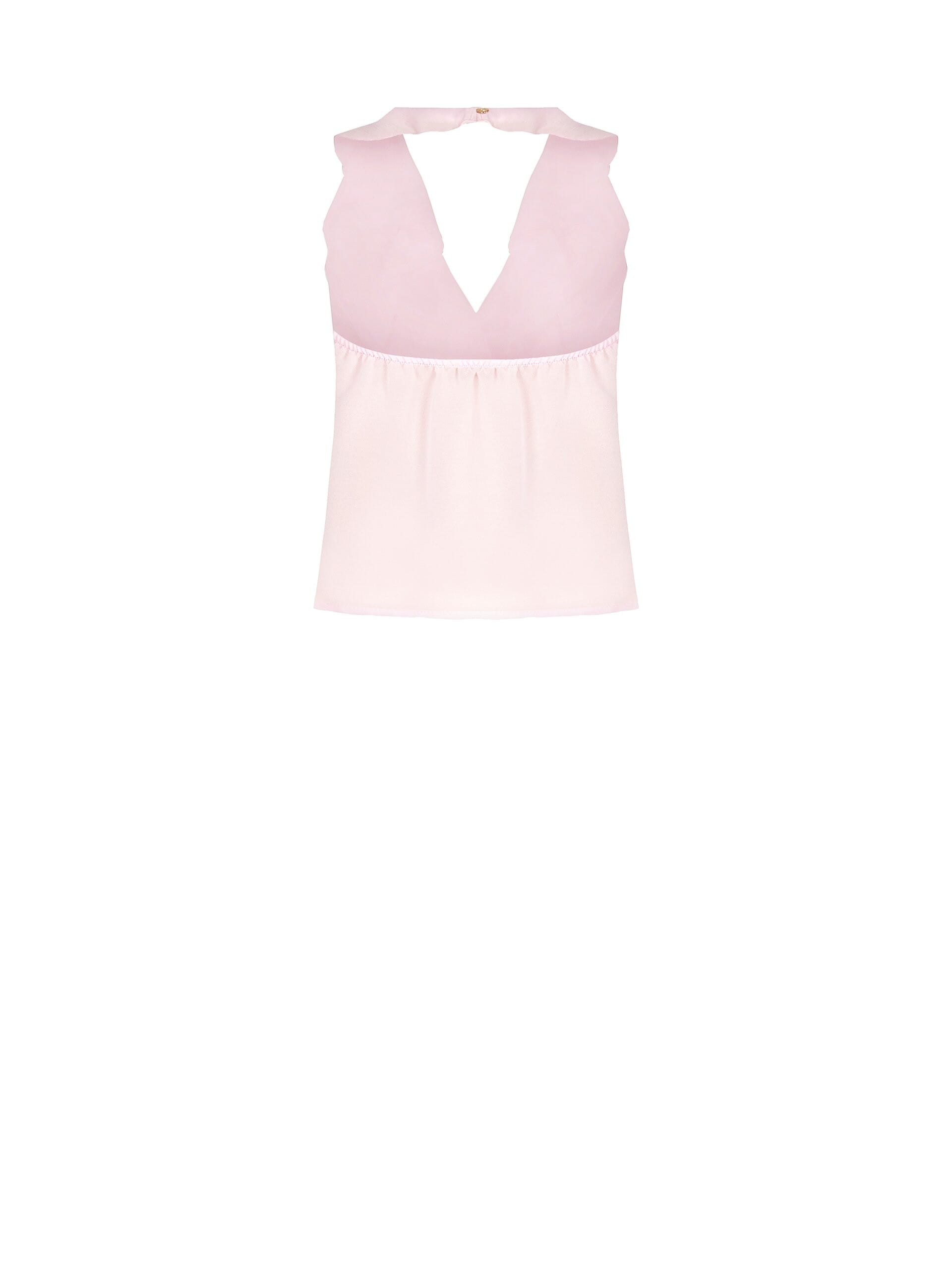 Top Sfiancato In Georgette Scollo A V Con Volant Rinascimento