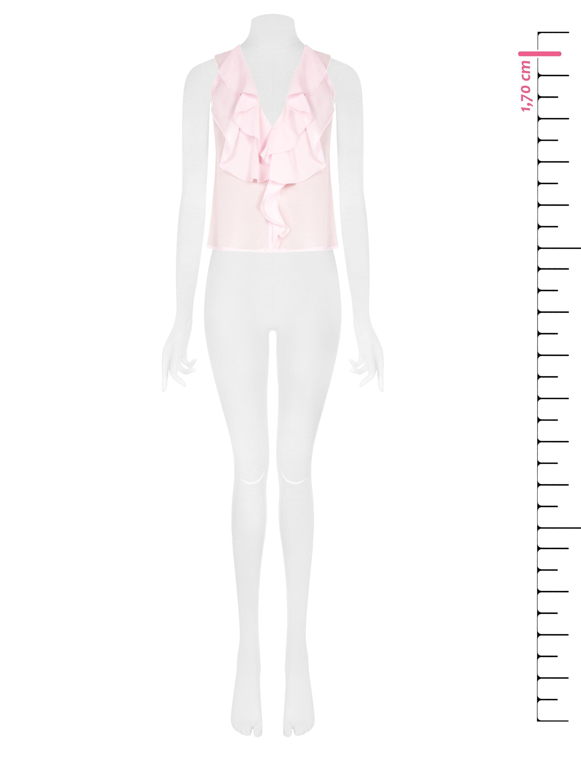 Top Sfiancato In Georgette Scollo A V Con Volant Rinascimento