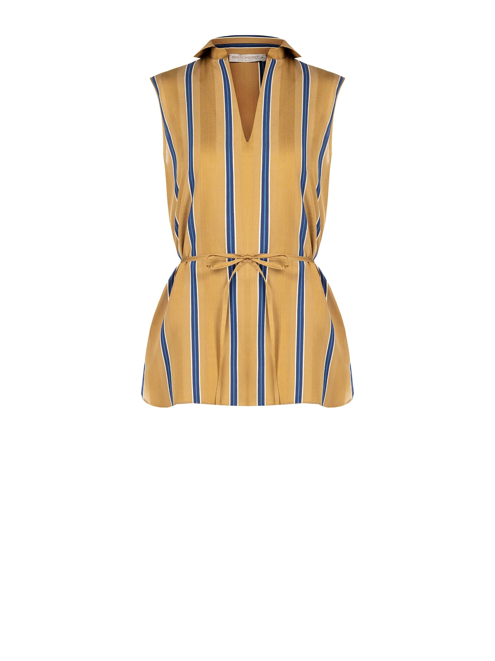 Blusa Lunga Fluida Con Scollo A V E Sottile Cintura Coordinata Rinascimento