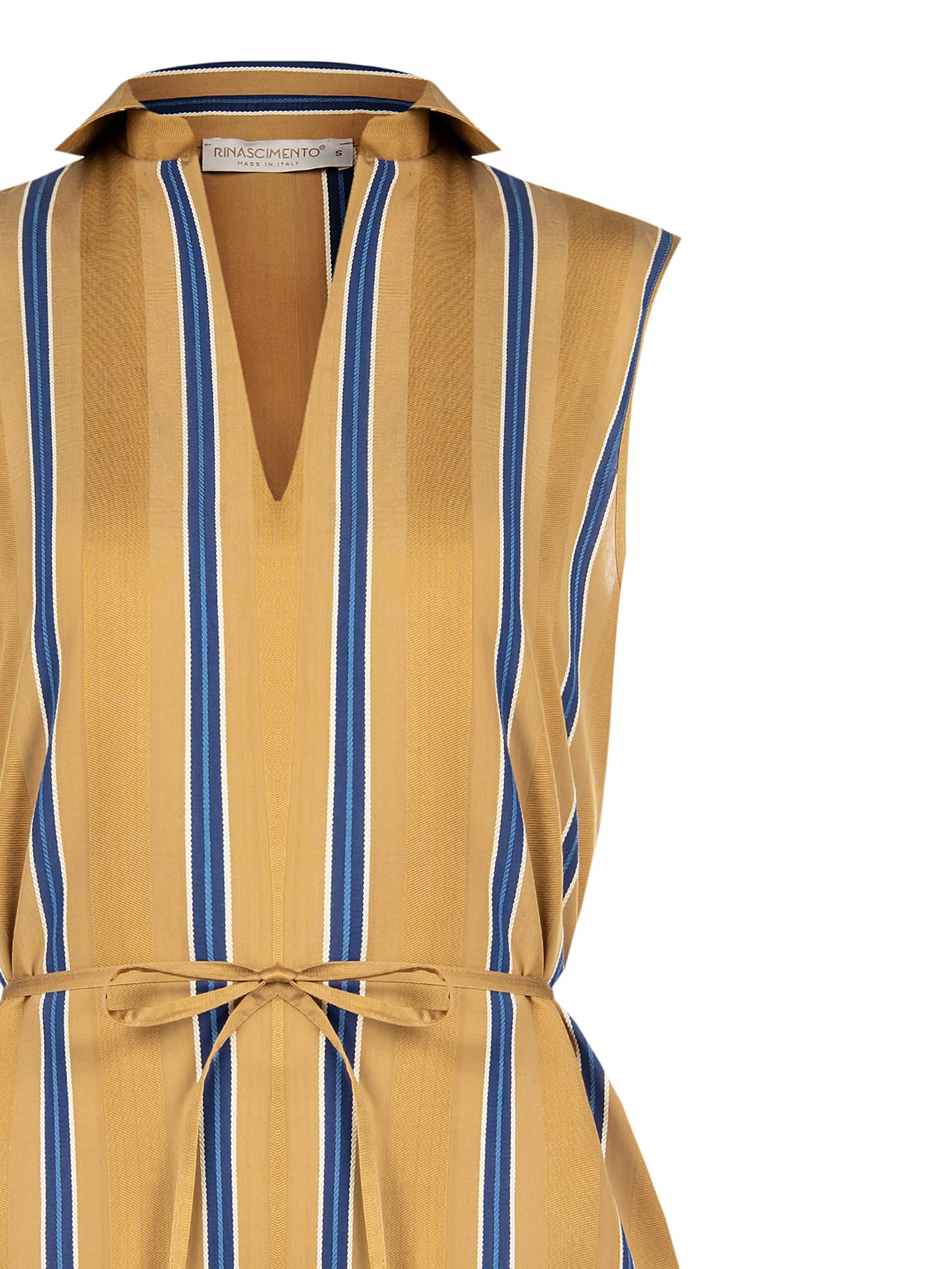 Blusa Lunga Fluida Con Scollo A V E Sottile Cintura Coordinata Rinascimento