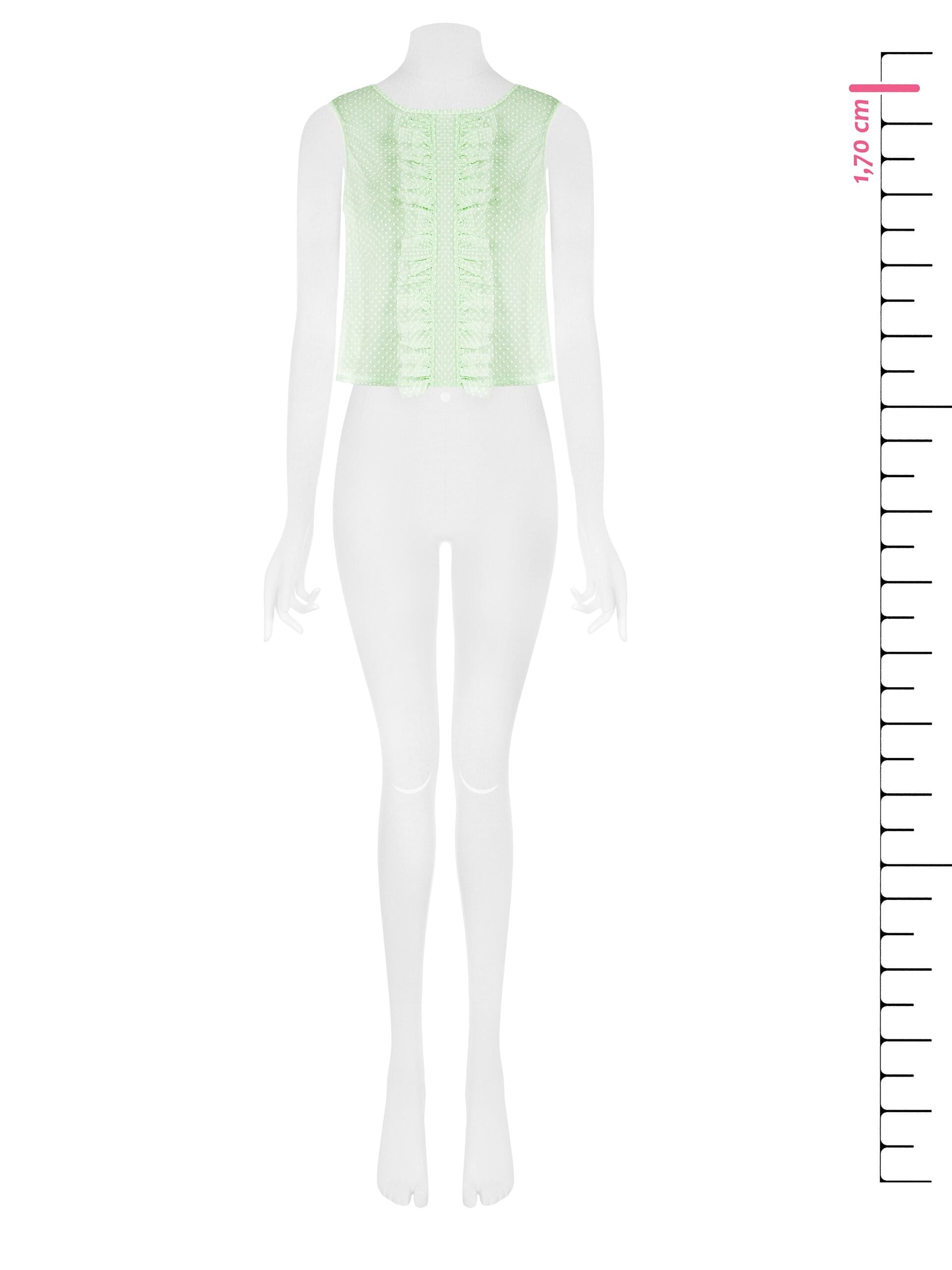 Blusa Quadrata Trasparente In Tulle A Pois Con Ruches Rinascimento