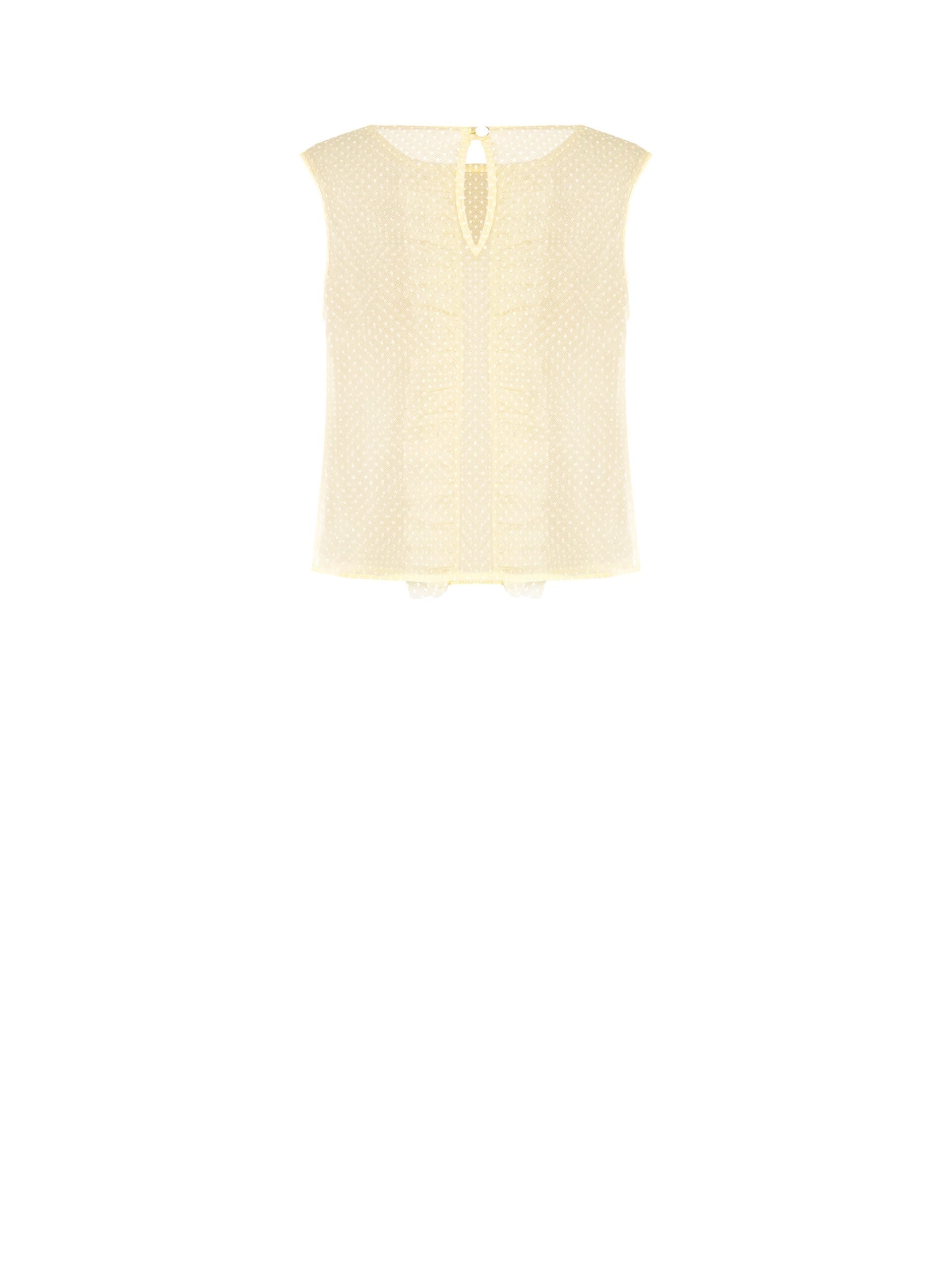 Blusa Quadrata Trasparente In Tulle A Pois Con Ruches Rinascimento