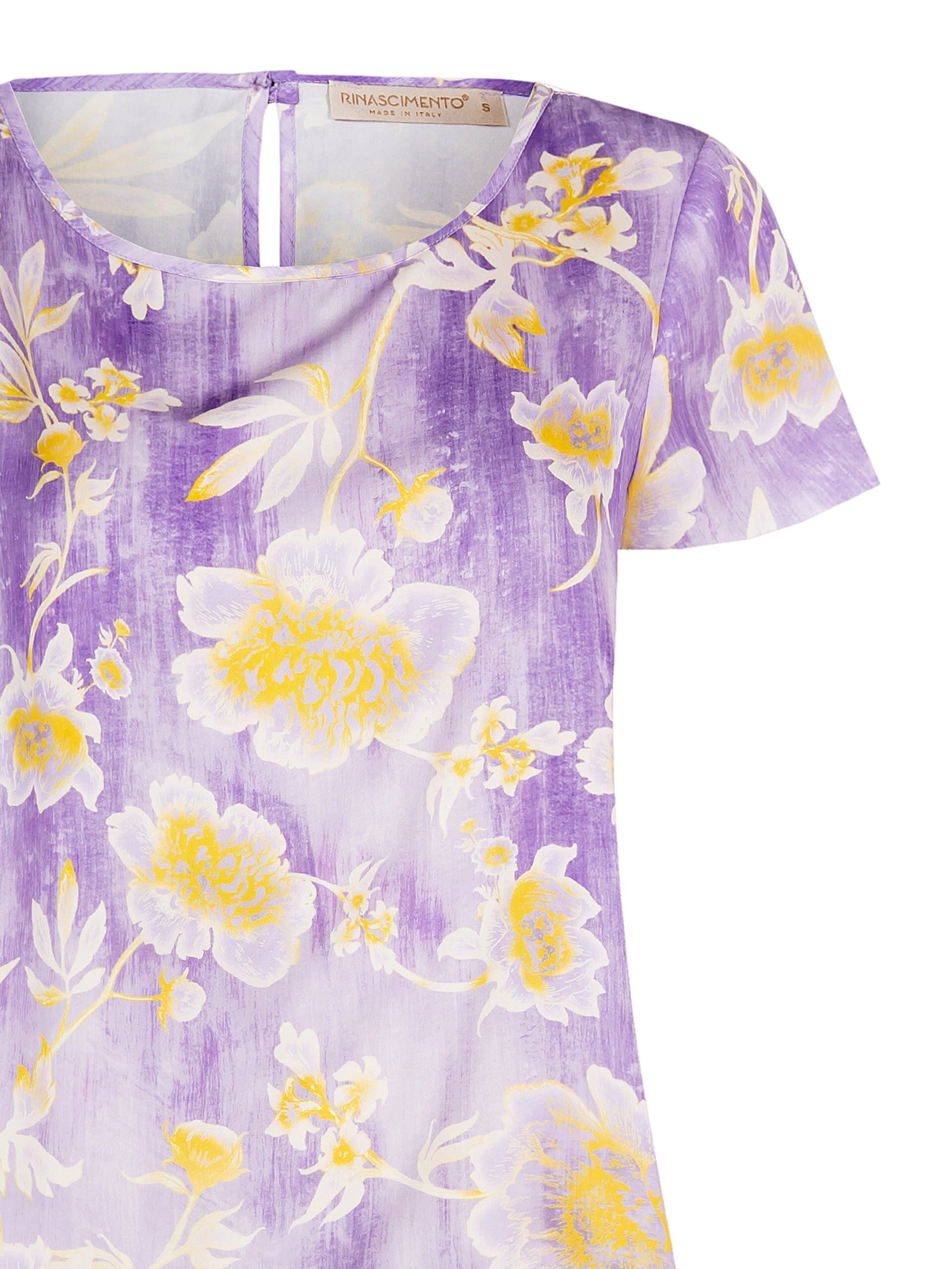 Blusa Fluida In Raso Stampato Rinascimento