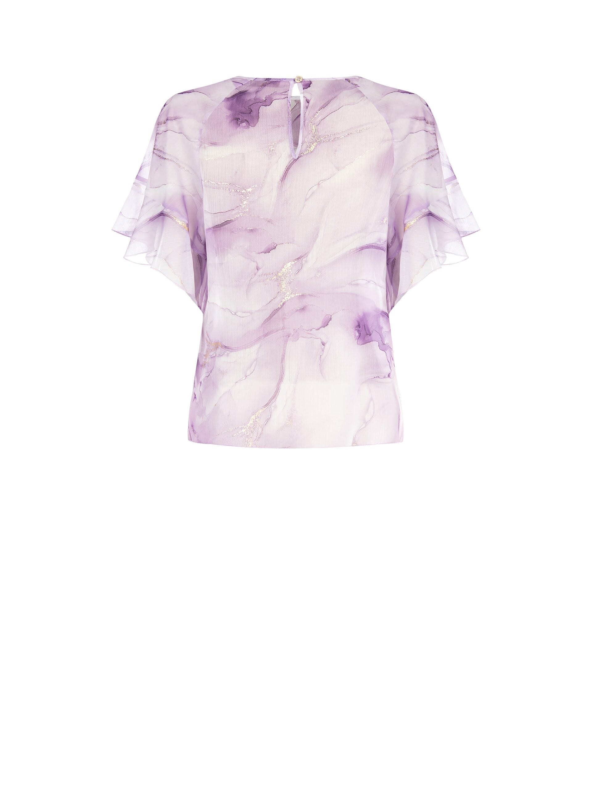 Blusa Ampia In Georgette Con Applicazioni In Oro Rinascimento