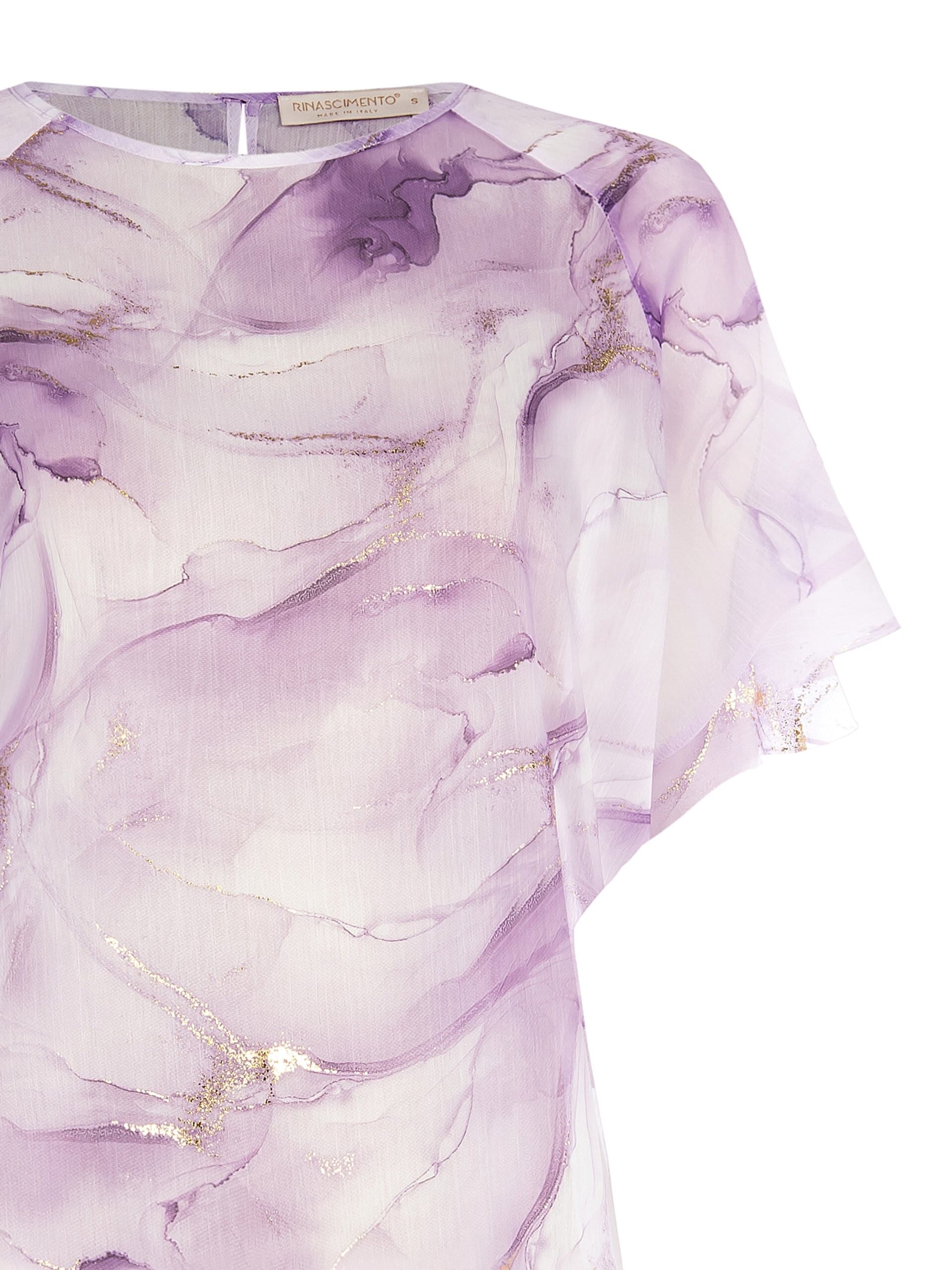 Blusa Ampia In Georgette Con Applicazioni In Oro Rinascimento