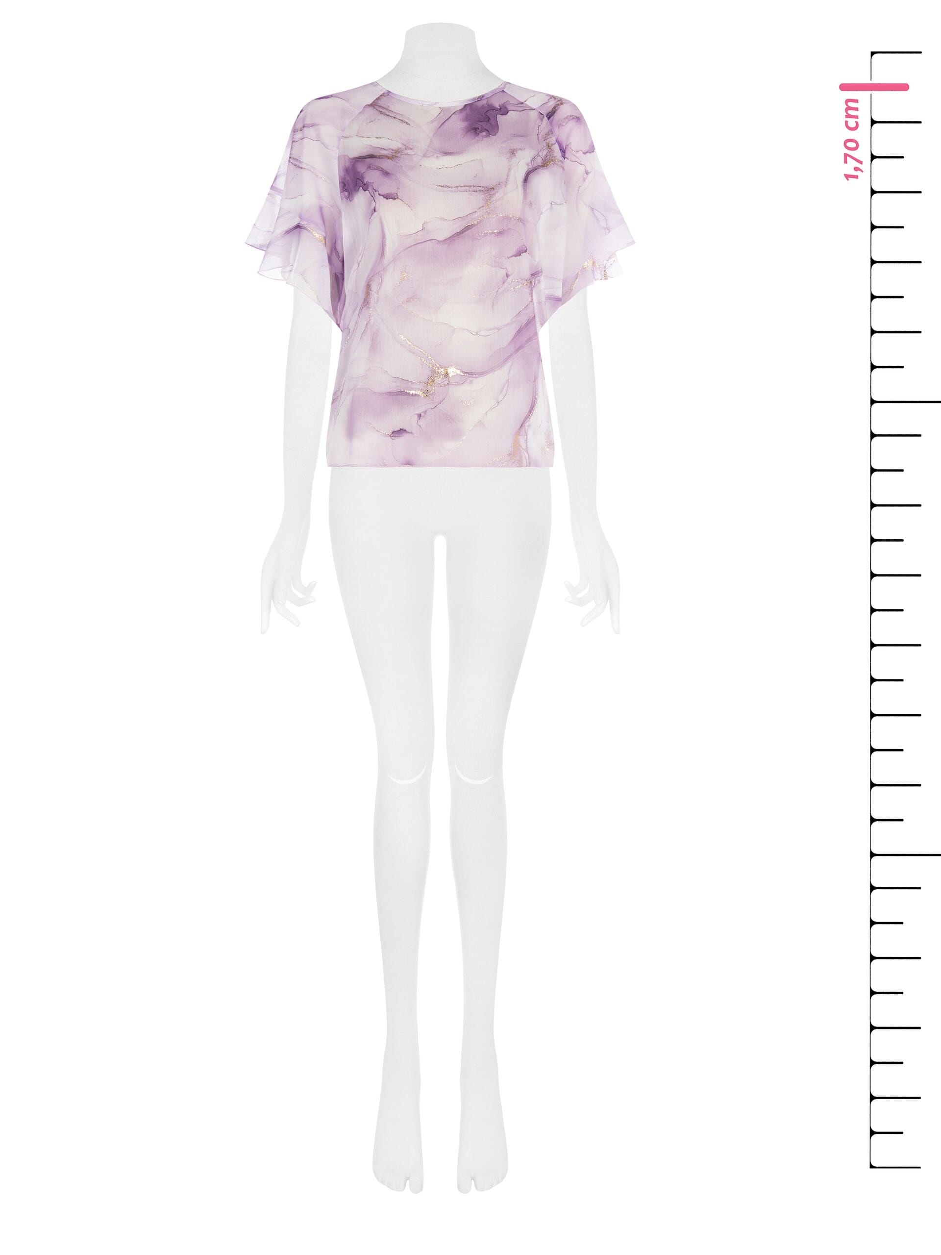 Blusa Ampia In Georgette Con Applicazioni In Oro Rinascimento