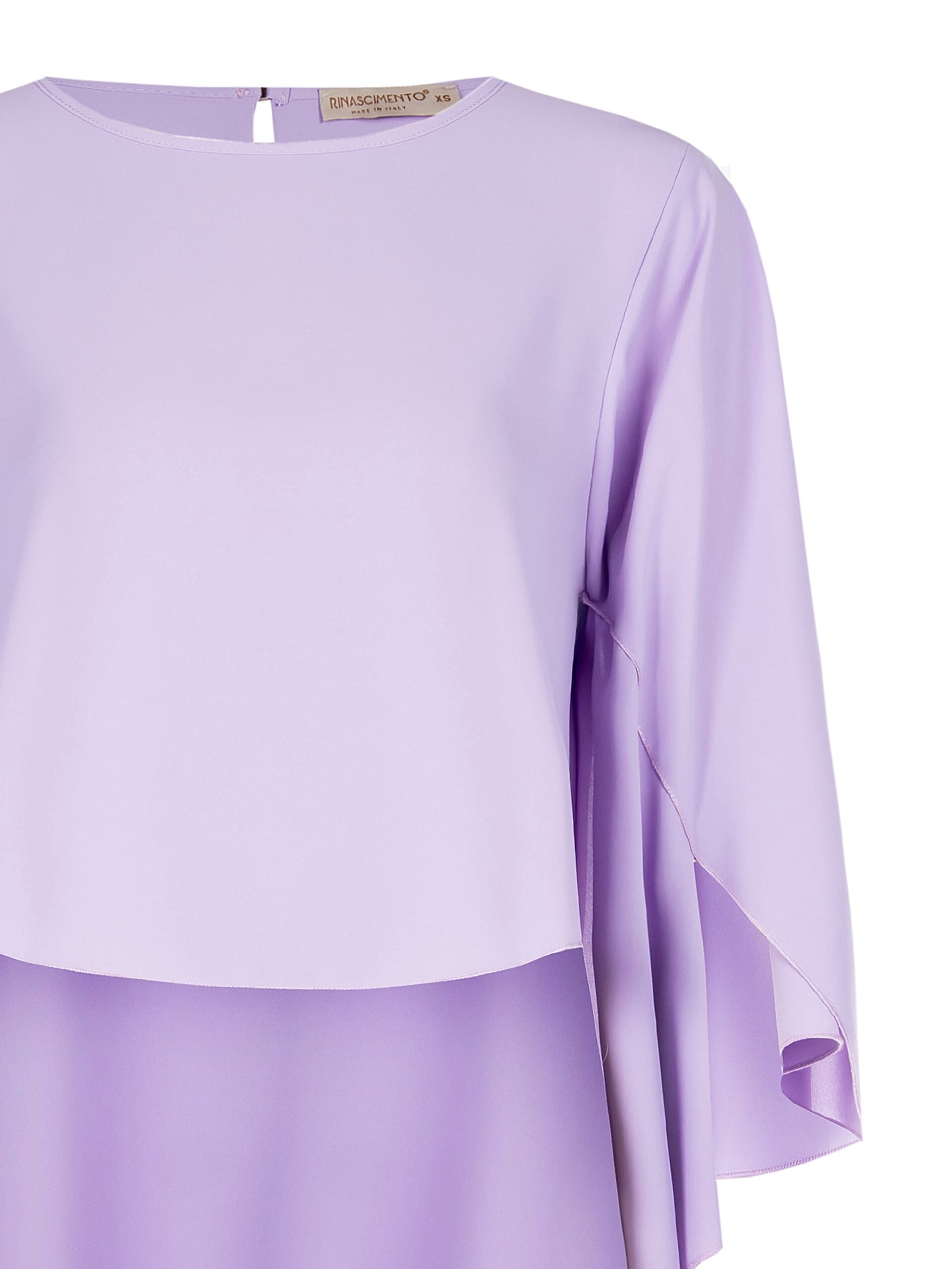 Blusa Ampia Asimmetrica In Raso Con Maniche Effetto Mantella Rinascimento