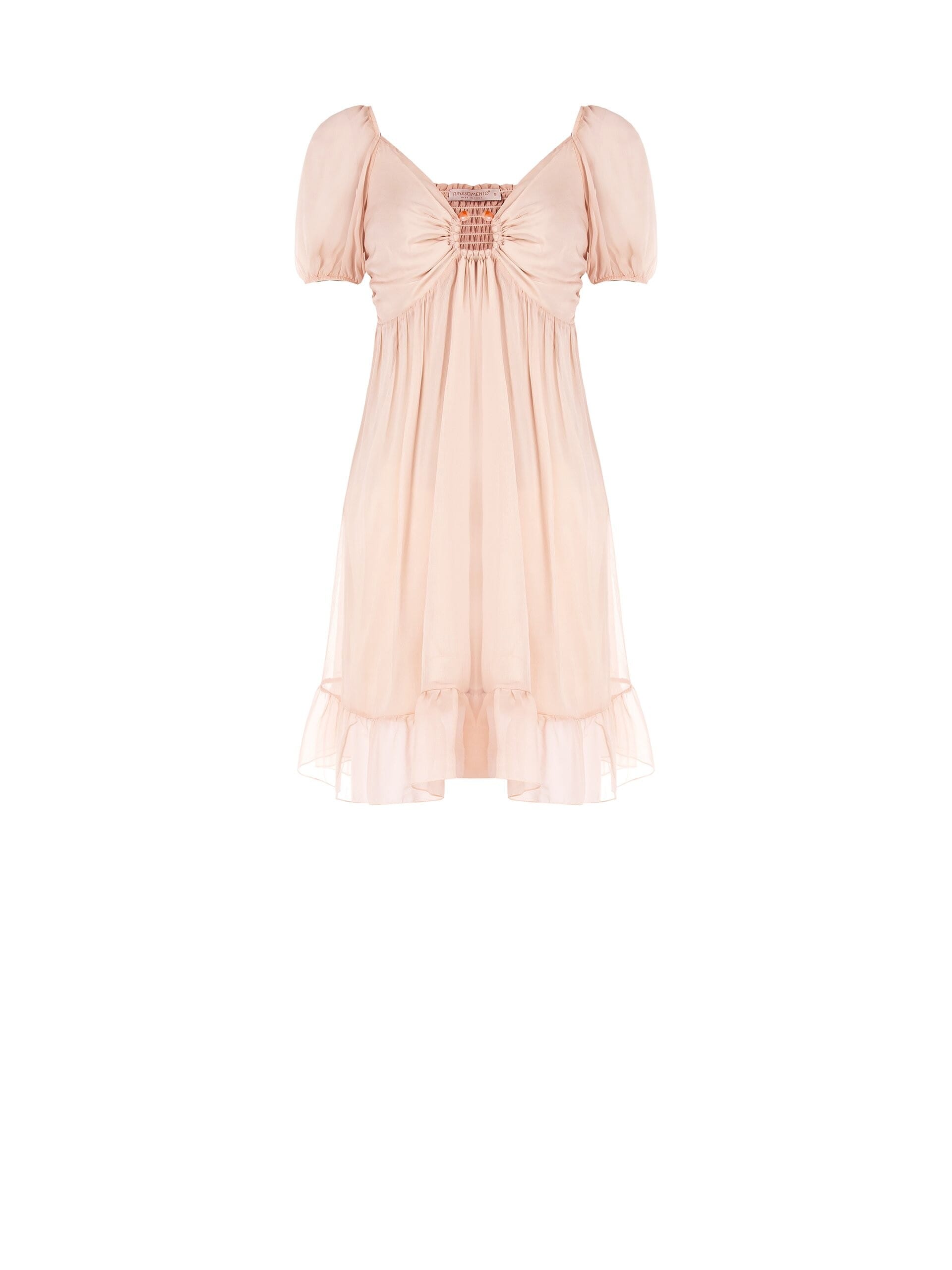 Abito Corto In Georgette Scollo A V Con Anello E Pietre Rinascimento