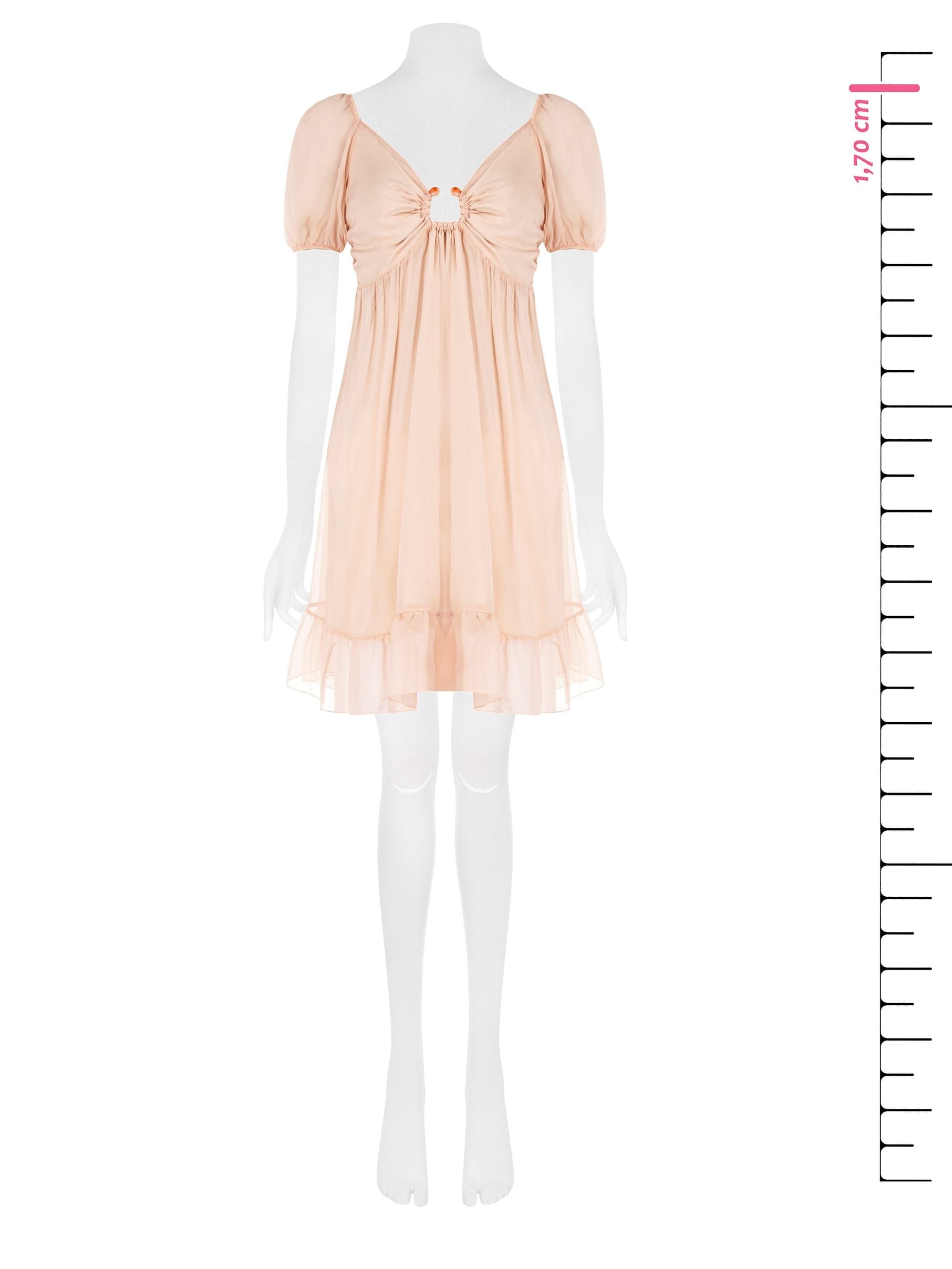 Abito Corto In Georgette Scollo A V Con Anello E Pietre Rinascimento