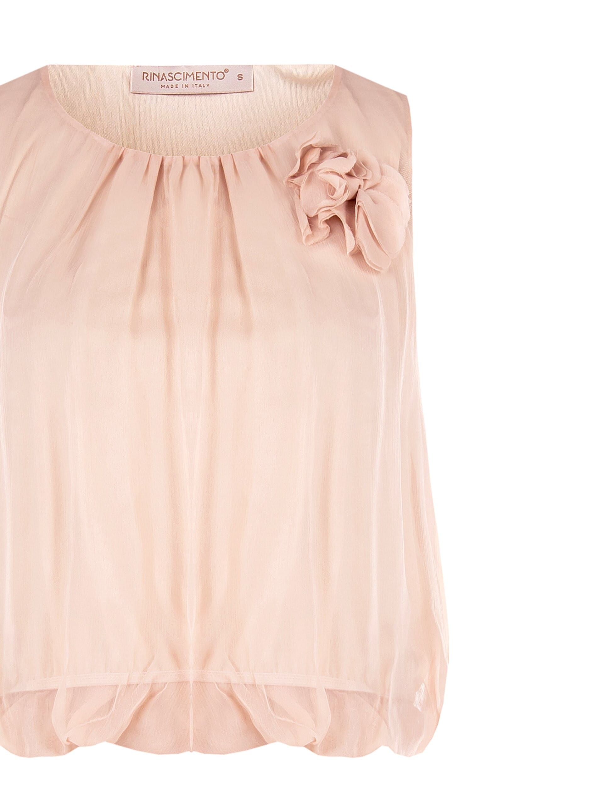 Top Corto A Palloncino In Georgette Con Dettaglio Fiore Applicato Rinascimento